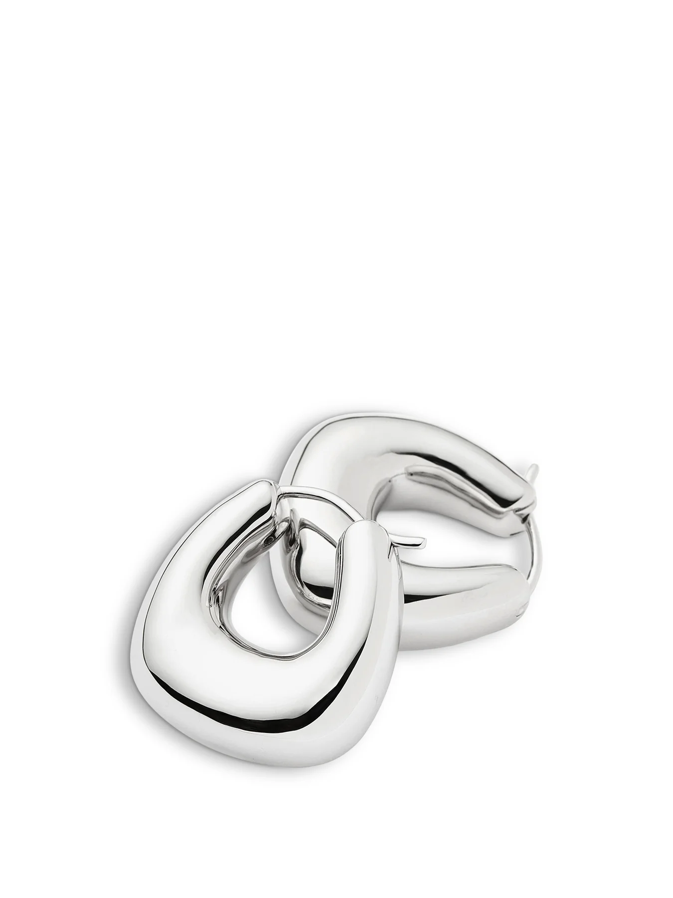 Sculptural Chubby Small Hoop Earrings Silver - Image 4