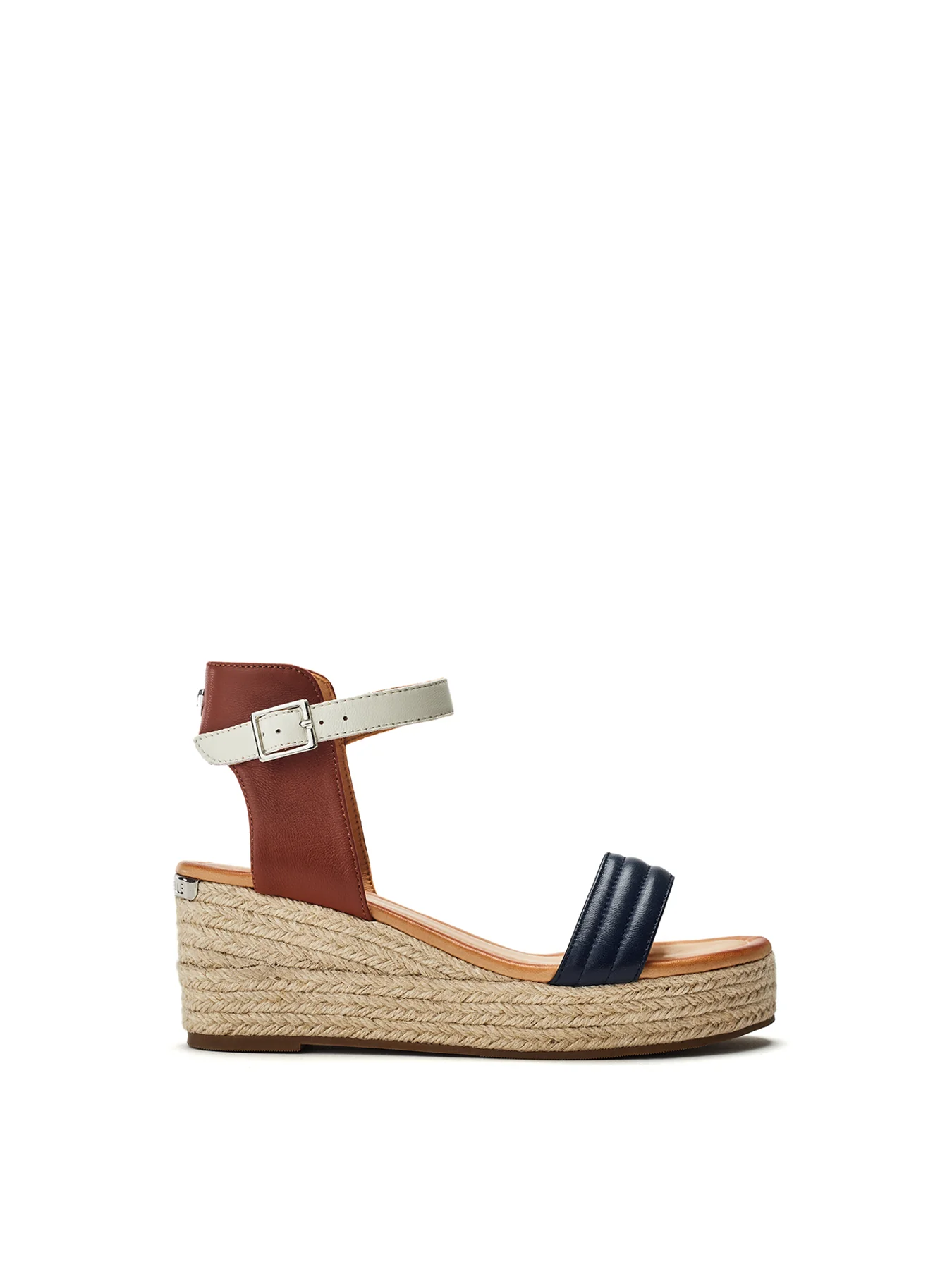 Kolanthia Leather Wedge Sandals Blue