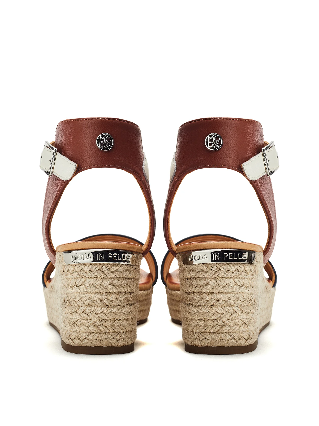 Kolanthia Leather Wedge Sandals Blue - Image 3