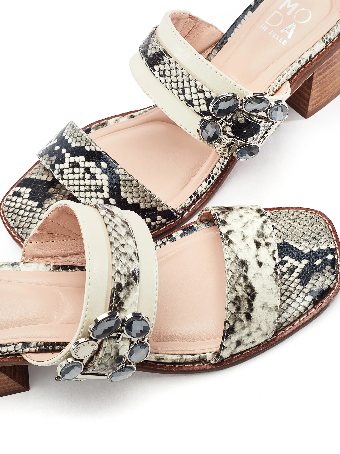 Mallorie Block Heel Sandals Snake Skin Print - Image 3