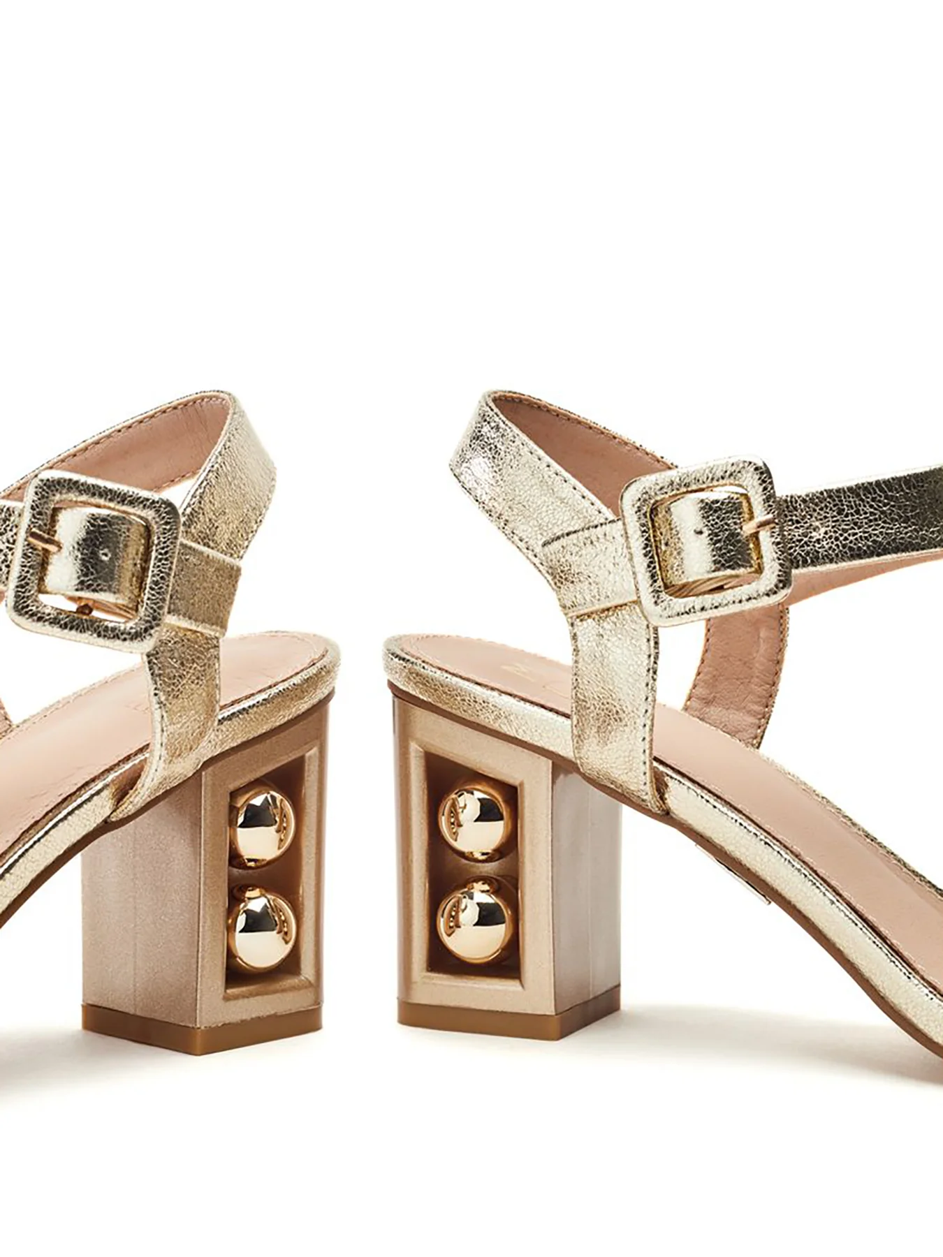 Sandypearl Leather Heeled Sandals Multi - Image 4