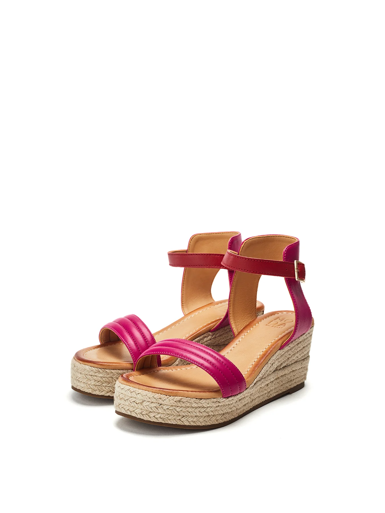 Kolanthia Leather Wedge Sandals Pink - Image 2