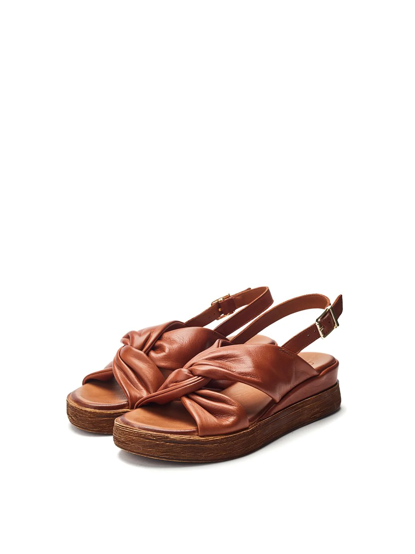 Kalmia Leather Wedges Tan - Image 2