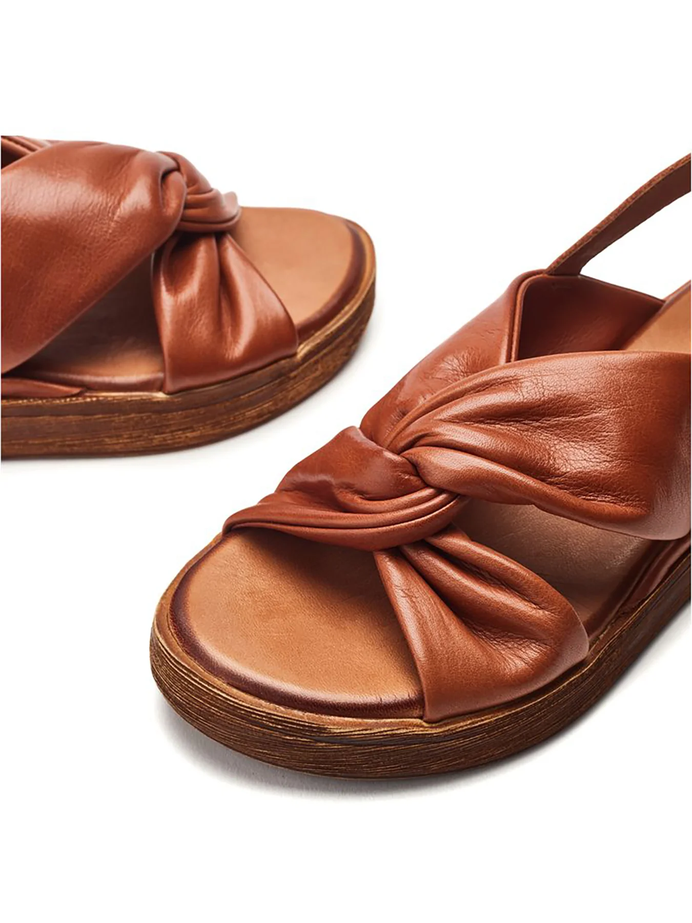 Kalmia Leather Wedges Tan - Image 4