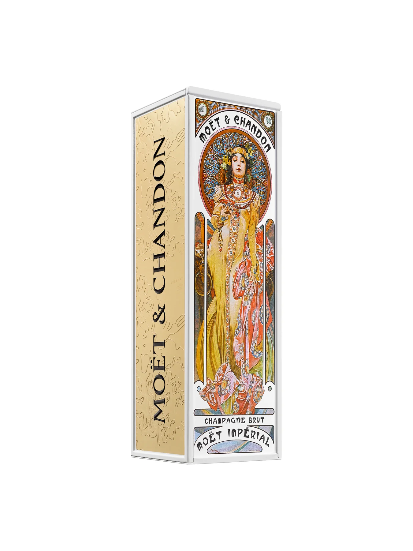 Moët Brut Mucha Gift Tin Woman Golden Dress - Image 2