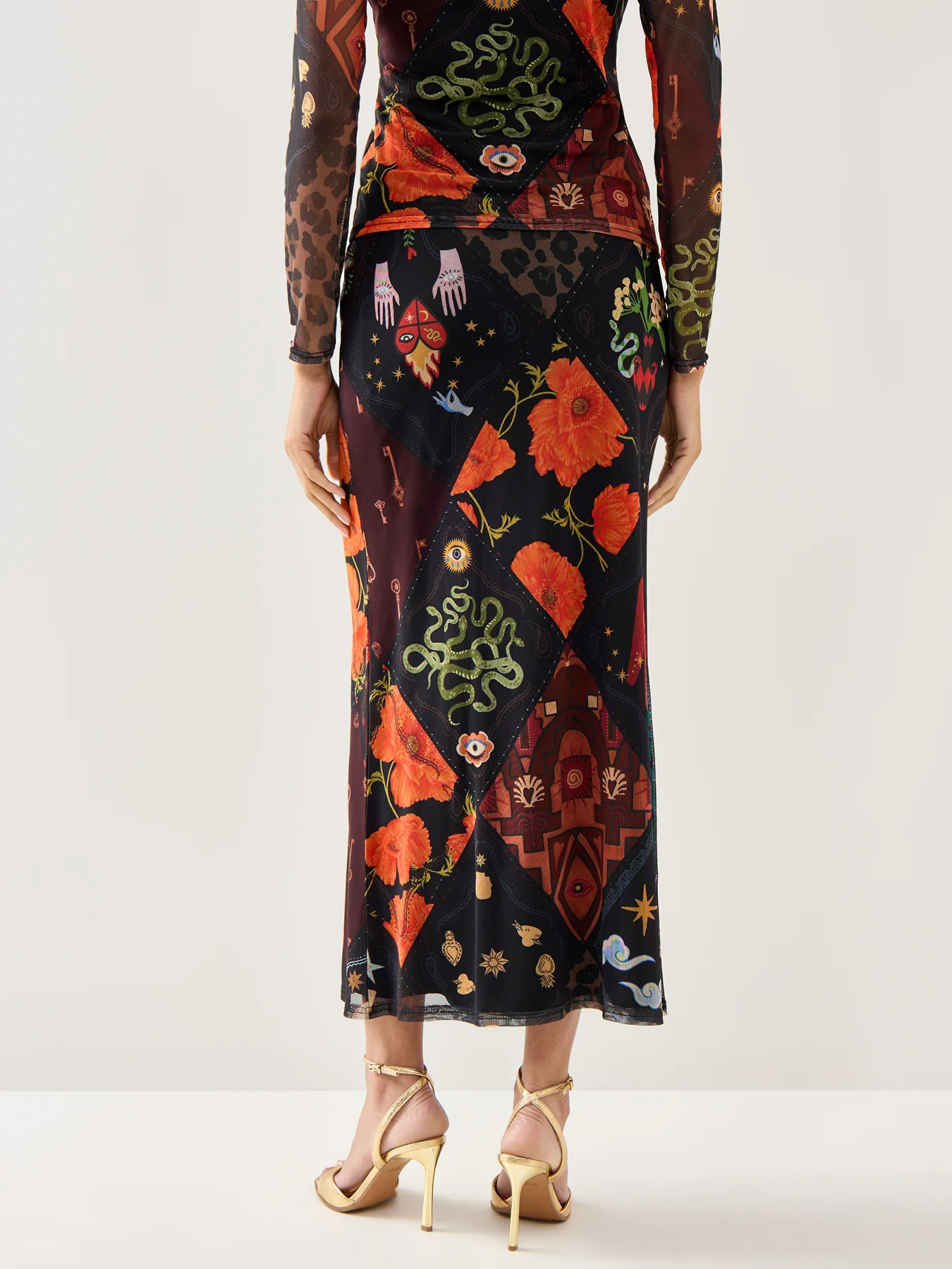 Black Night Garden Mesh Dorris Skirt Black - Image 5