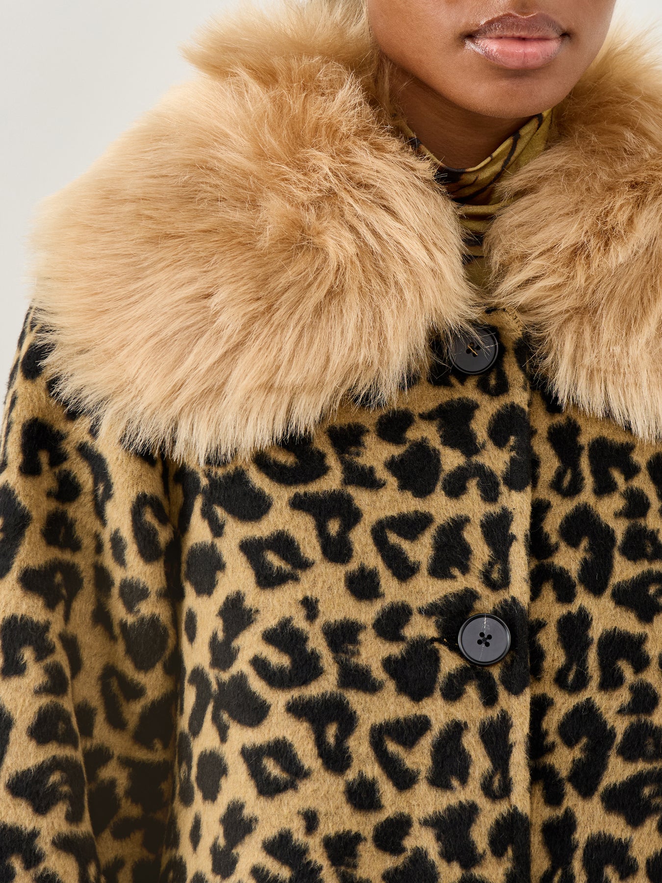 Leopard Faux Fur Coat Brown - Image 3