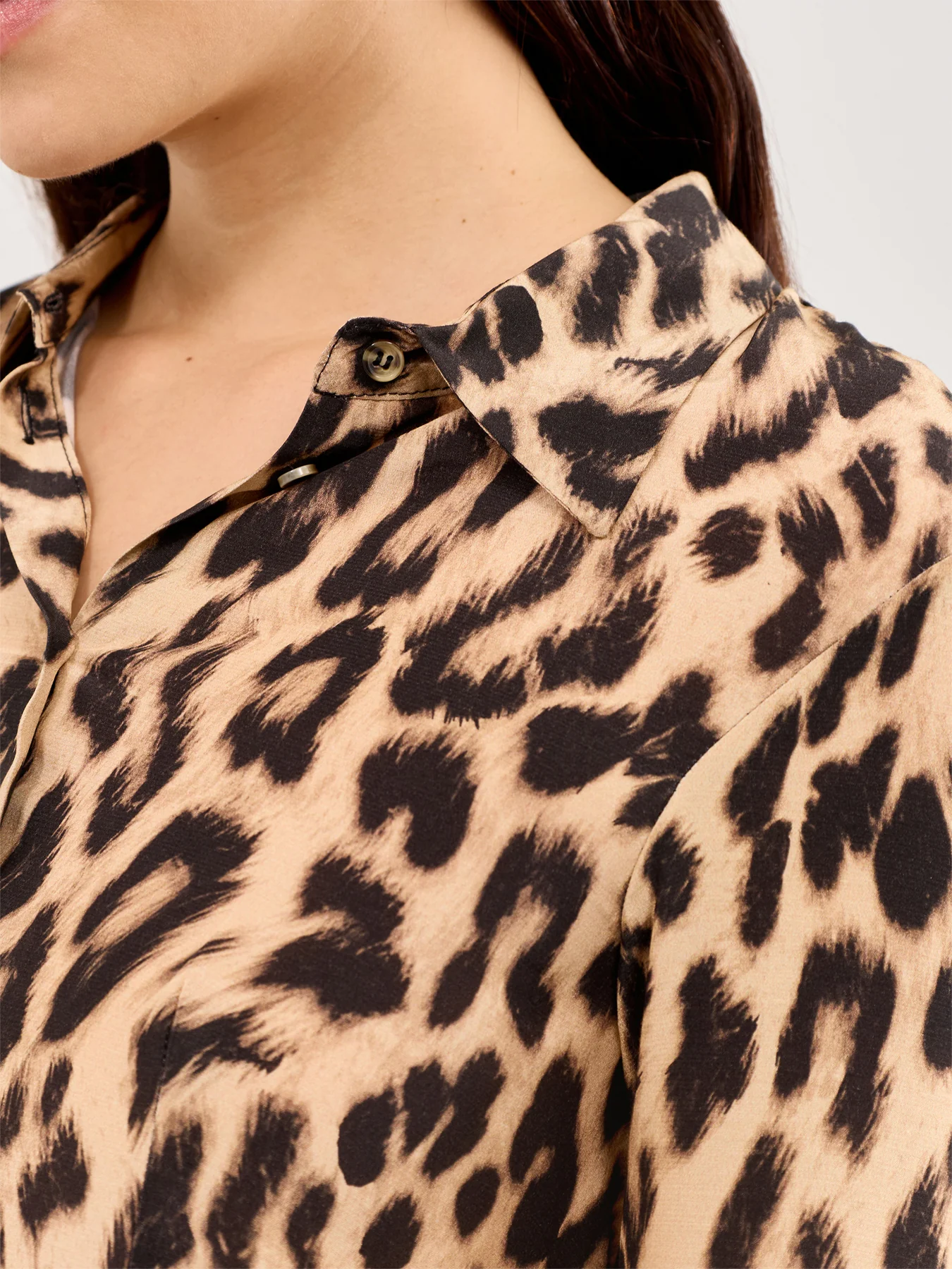 Leopard Long Sleeve Shirt Brown - Image 3