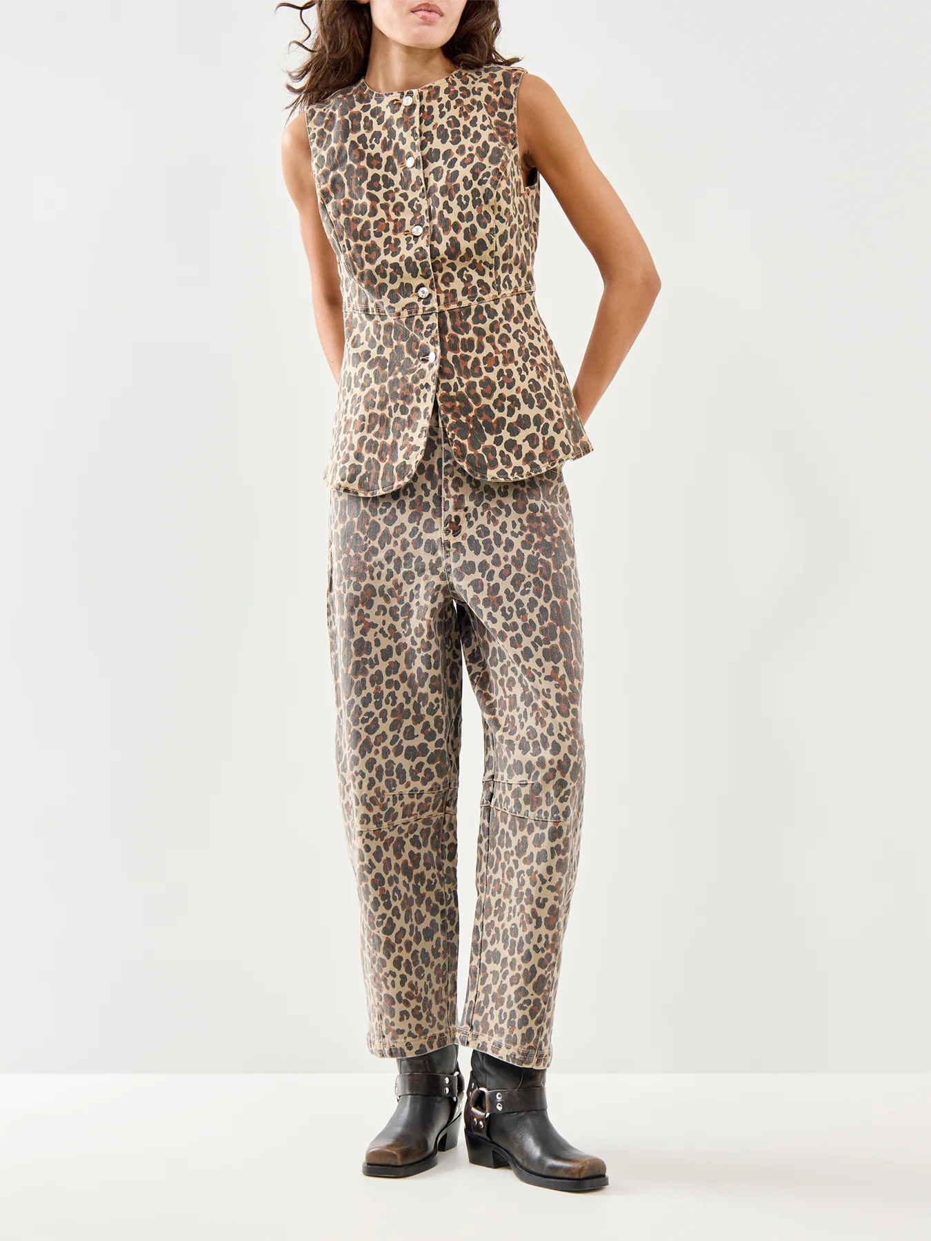 Leopard Waistcoat Brown - Image 2
