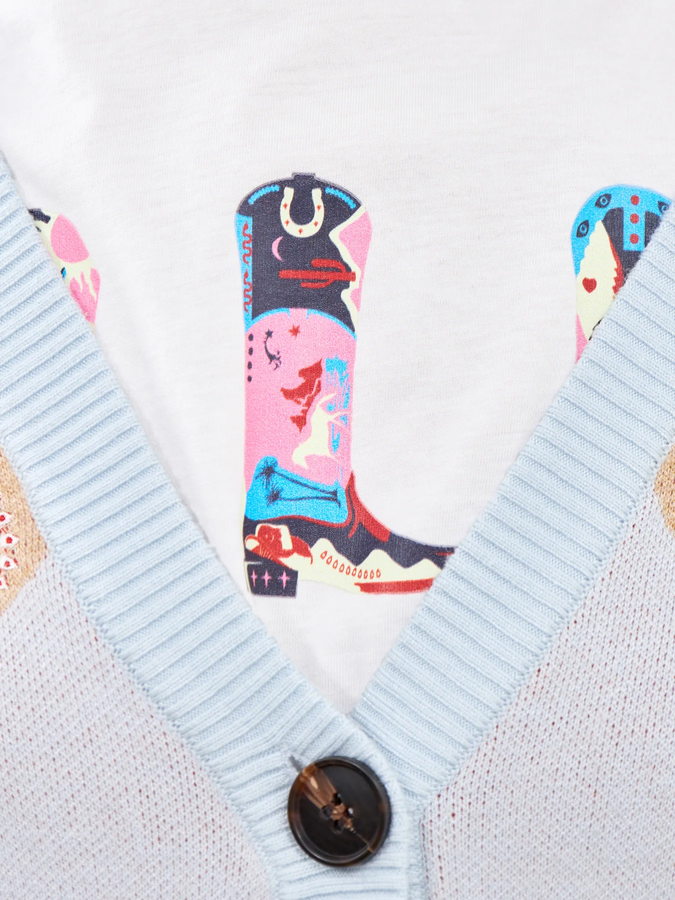 Cowboy Boot Graphic T-Shirt White - Image 3