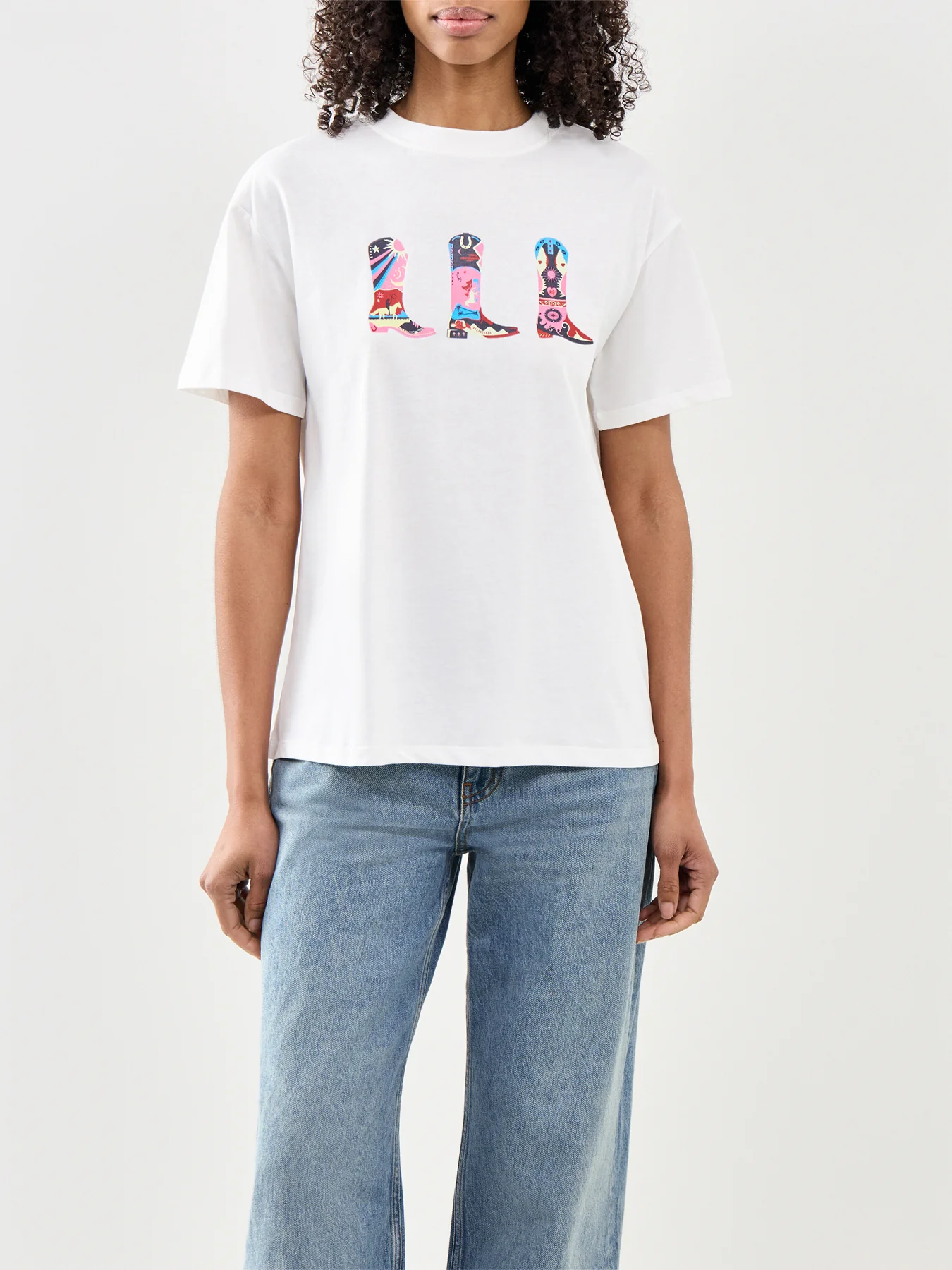 Cowboy Boot Graphic T-Shirt White - Image 4