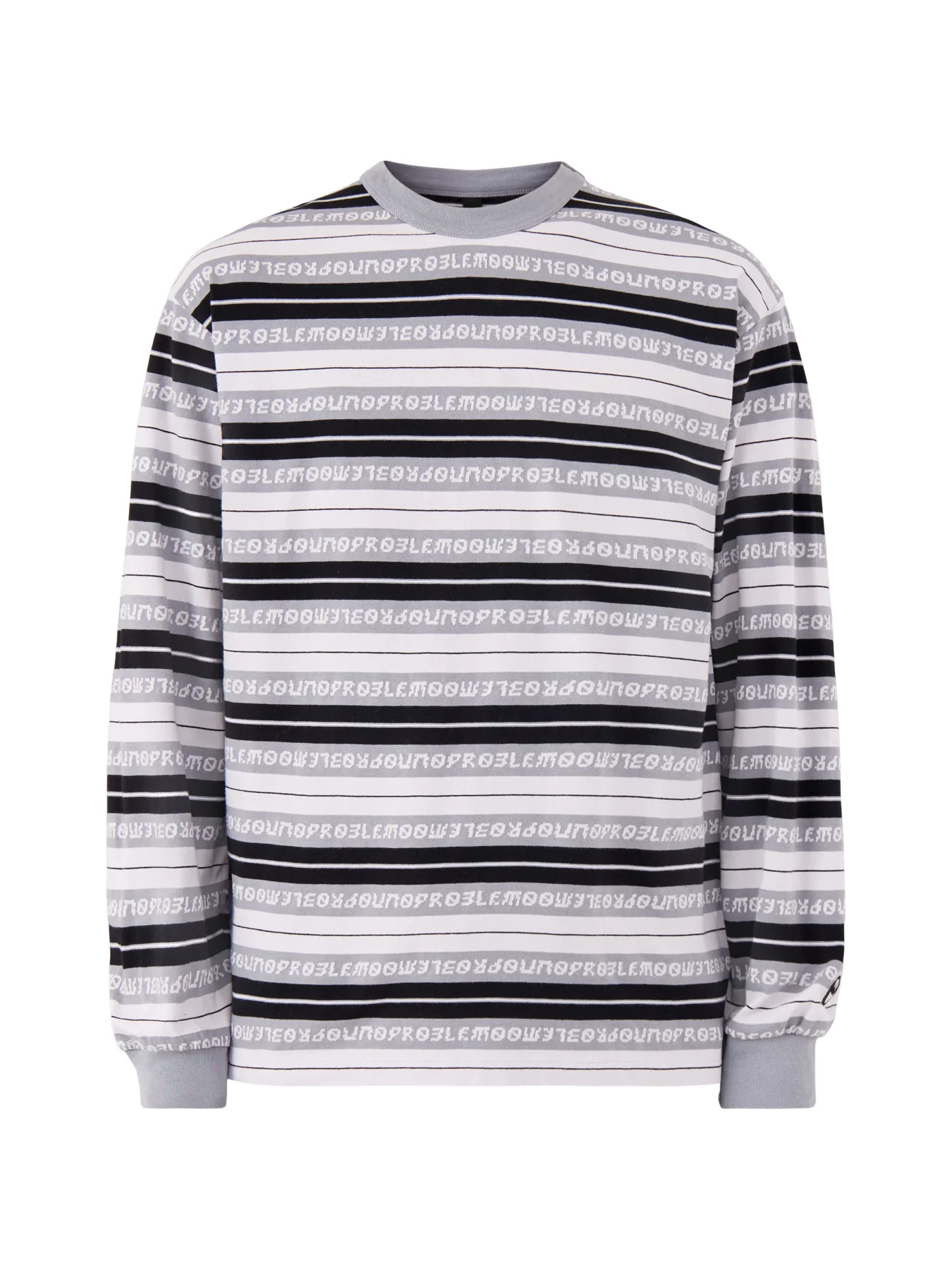 Jacquard Stripe Long Sleeve T-Shirt Black