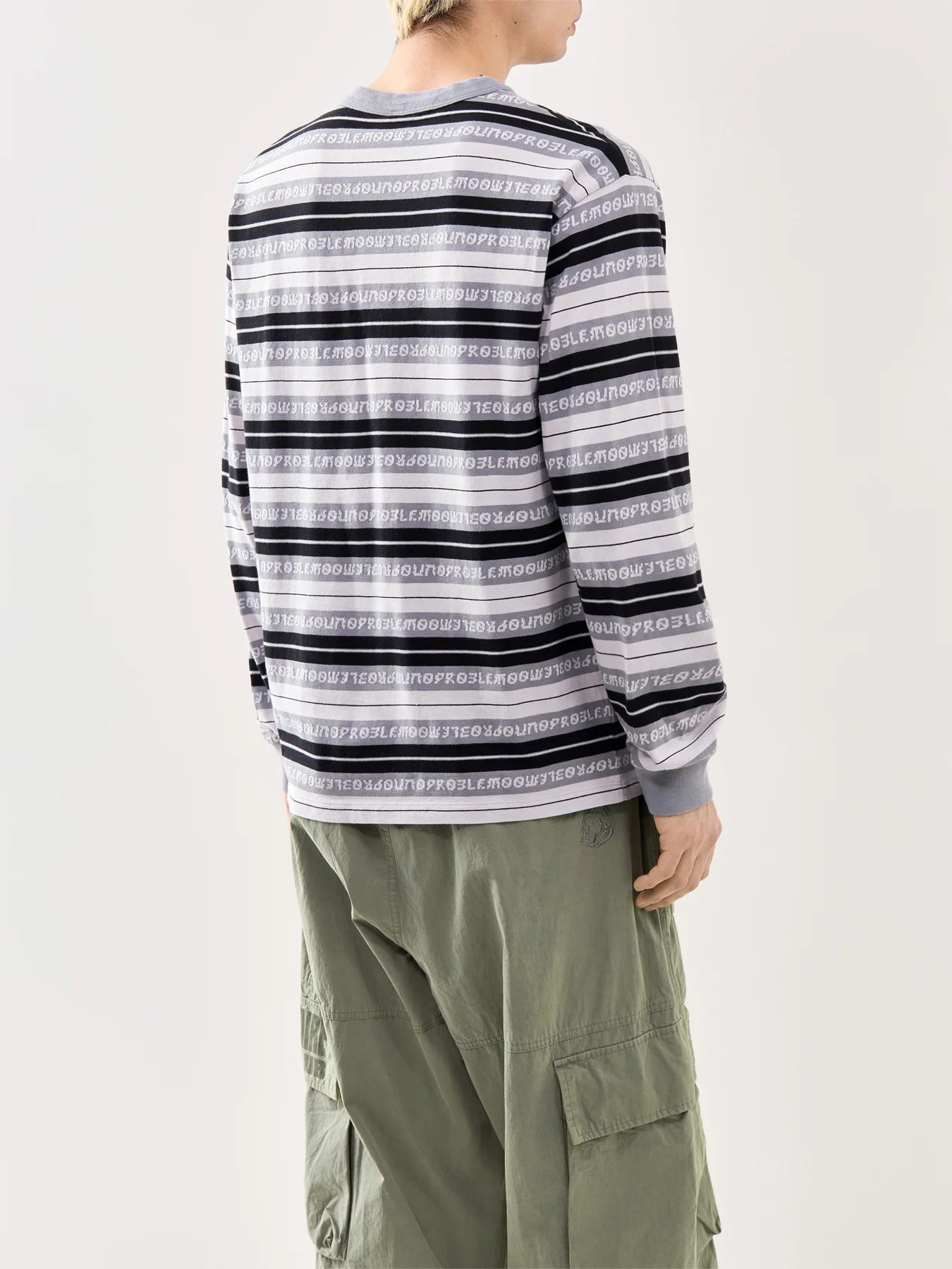 Jacquard Stripe Long Sleeve T-Shirt Black - Image 5