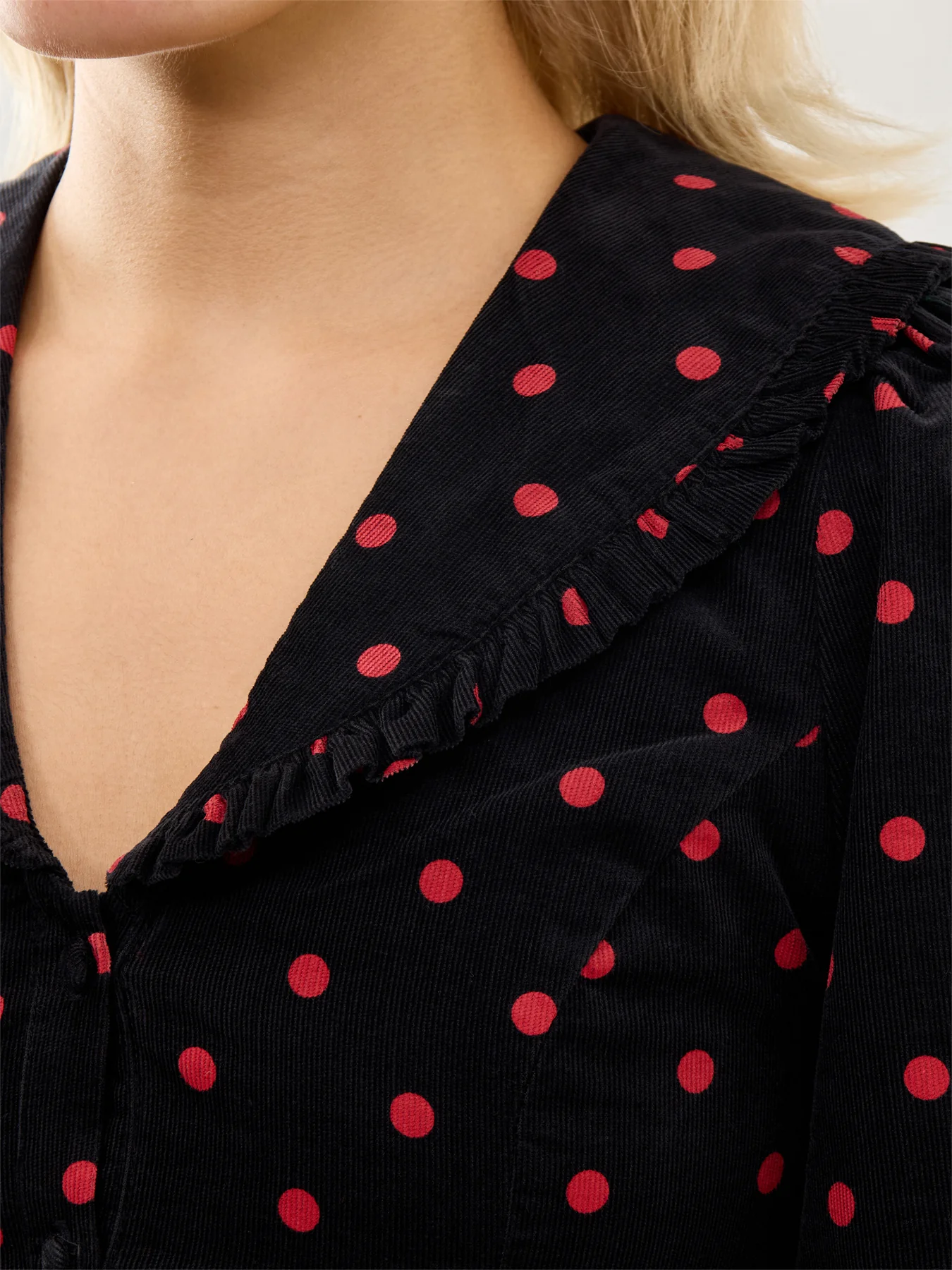 Cord Spot Mini Dress Black - Image 3