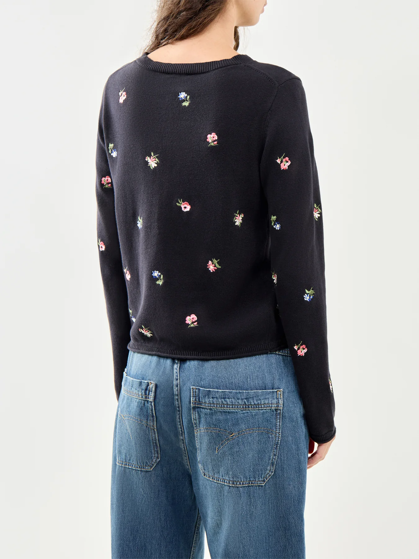 Embroidered Ditsy Cardigan Black - Image 5