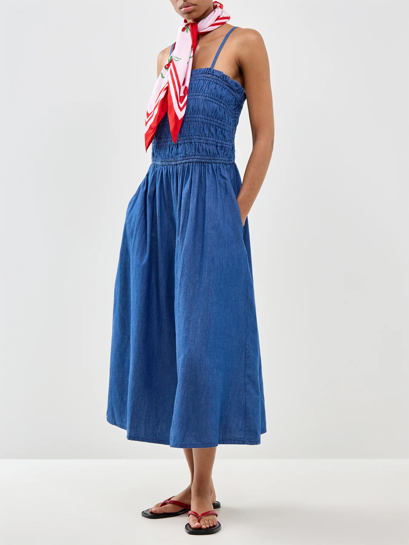 Faith Denim Midi Dress Blue - Image 2