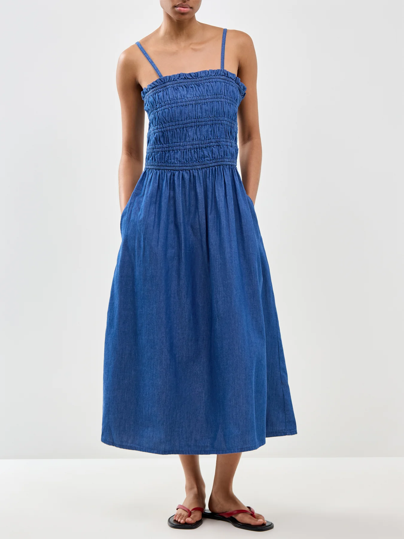 Faith Denim Midi Dress Blue - Image 4