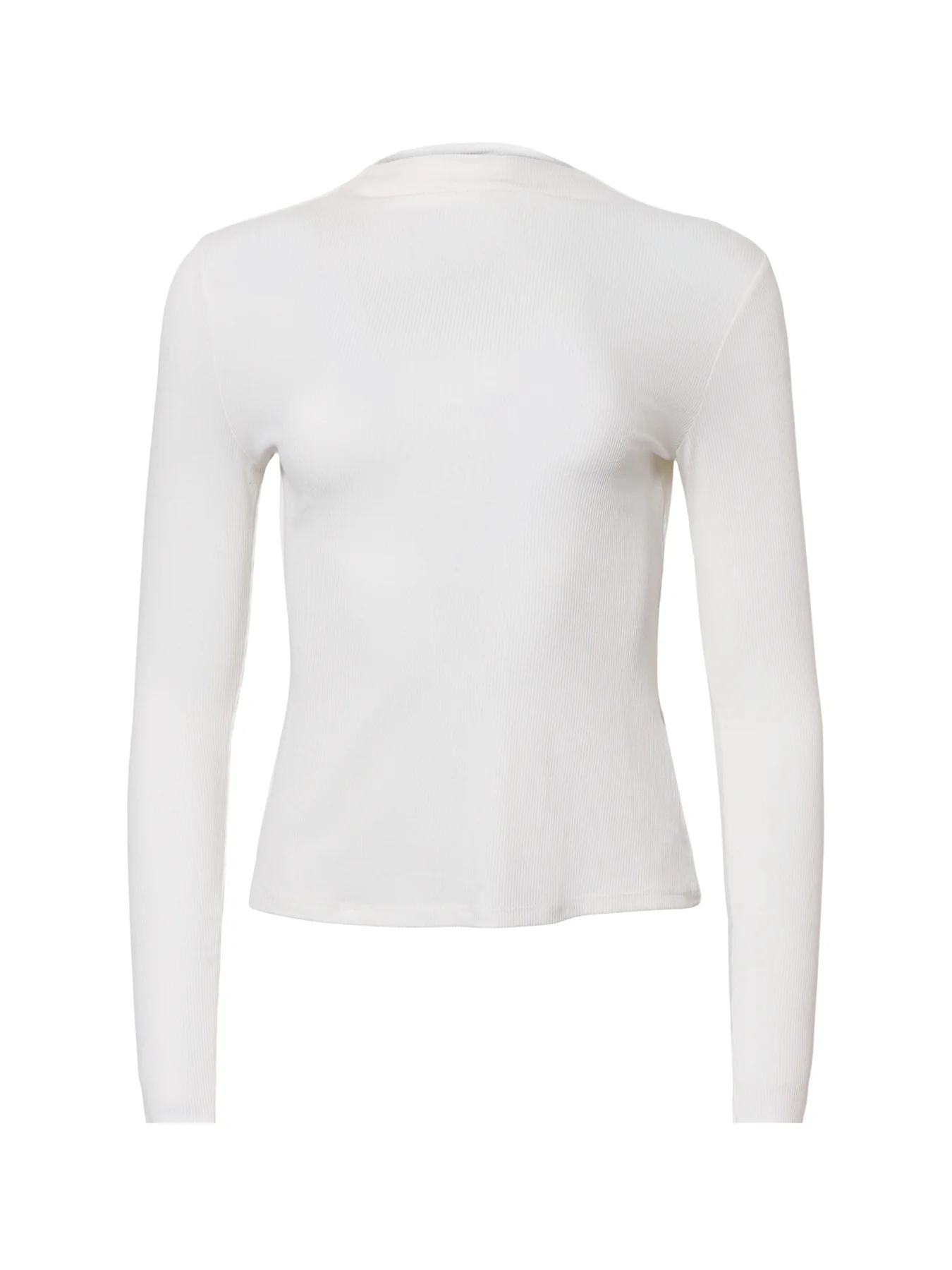 Ribbed Grown-On Neck Top White