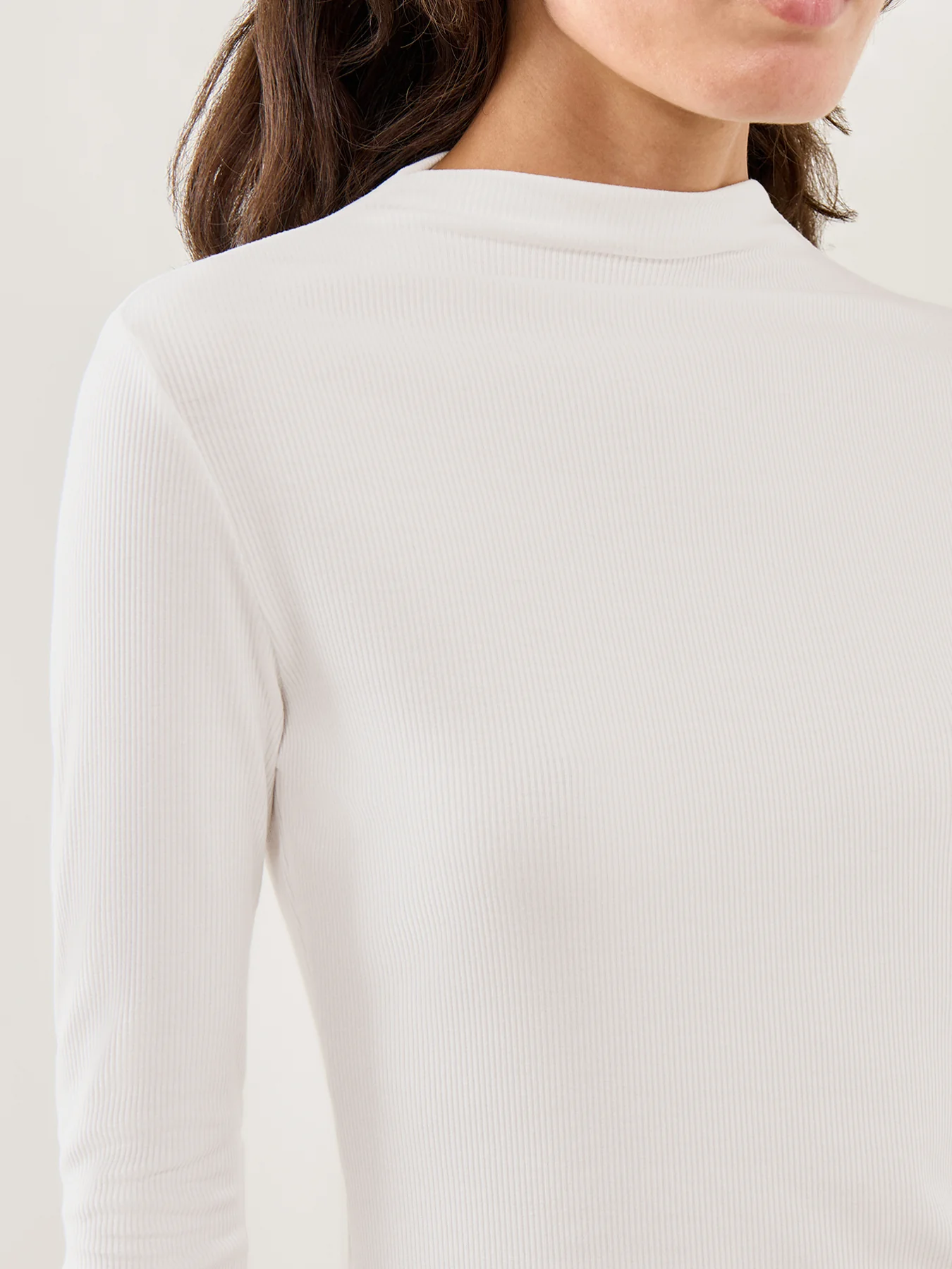 Ribbed Grown-On Neck Top White - Image 3