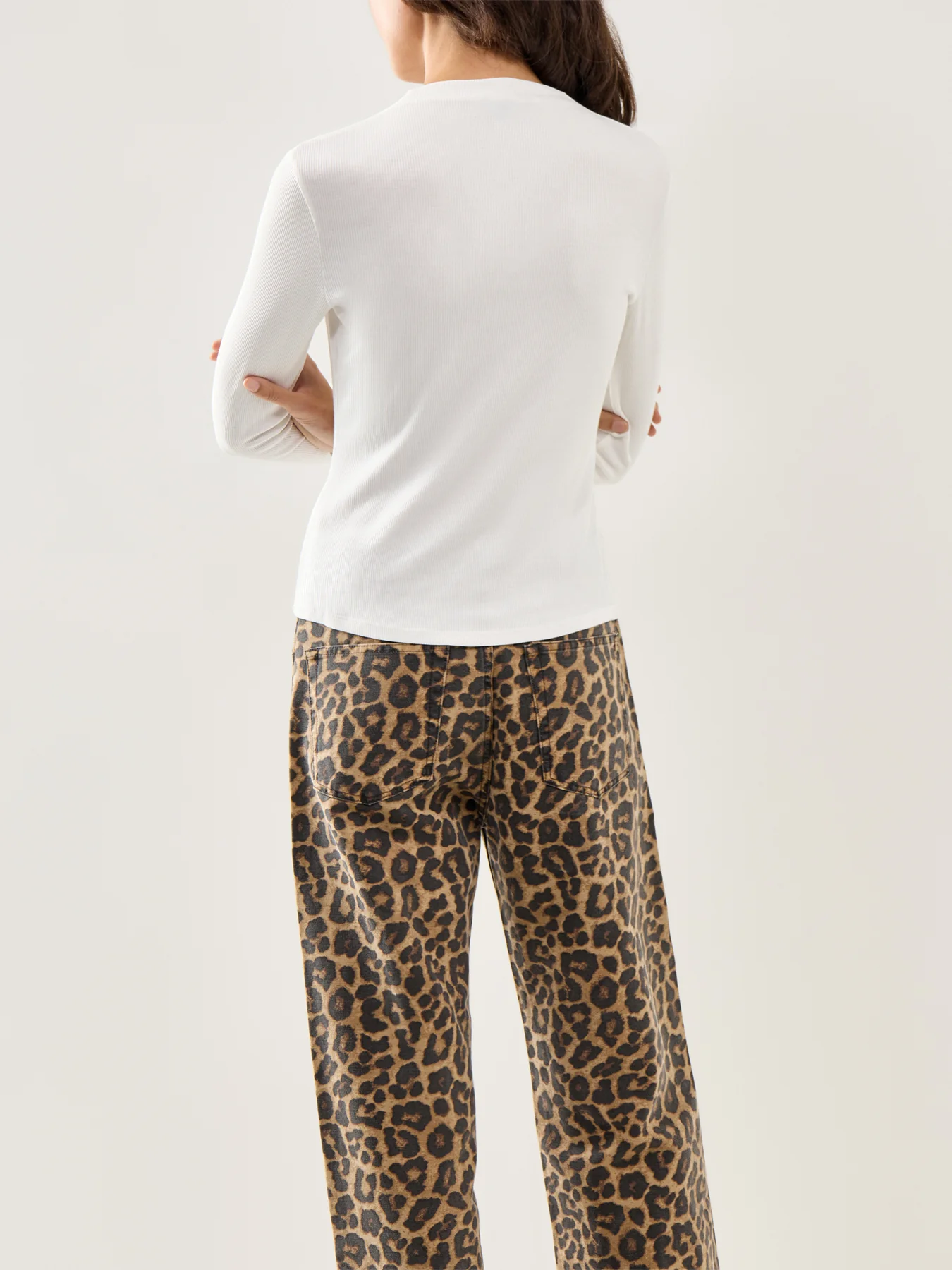 Ribbed Grown-On Neck Top White - Image 5