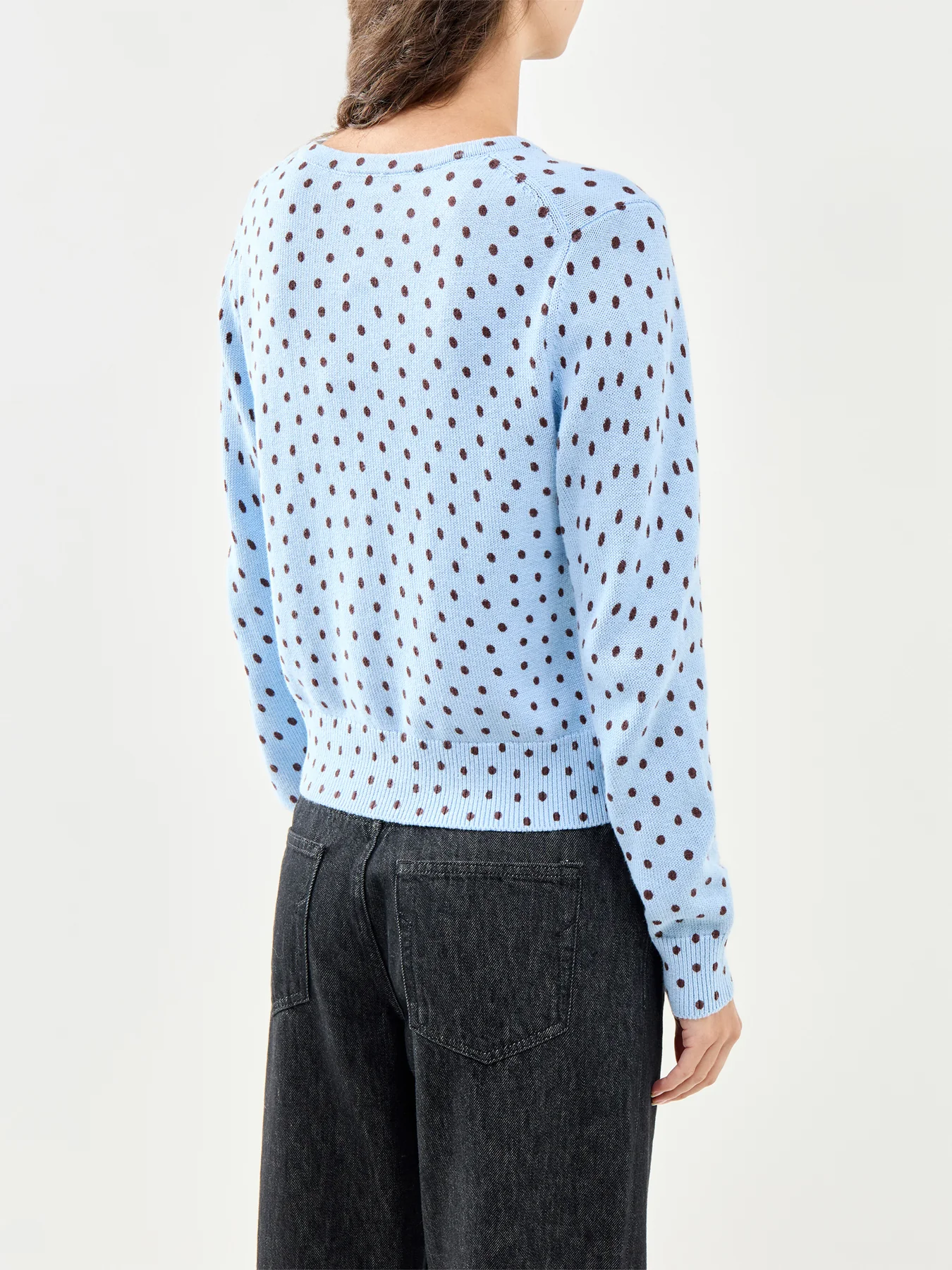 Long Sleeve Spot Printed Cardigan Blue - Image 5