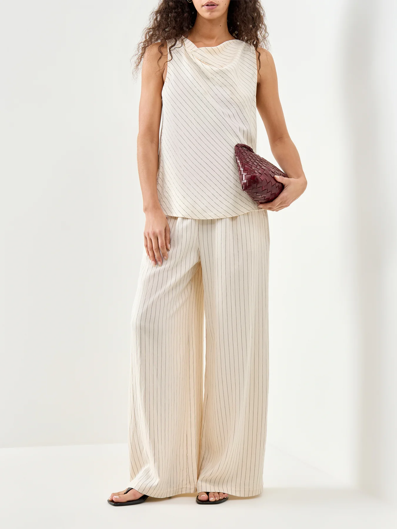 Ribe Draped Sleeveless Top Cream - Image 2
