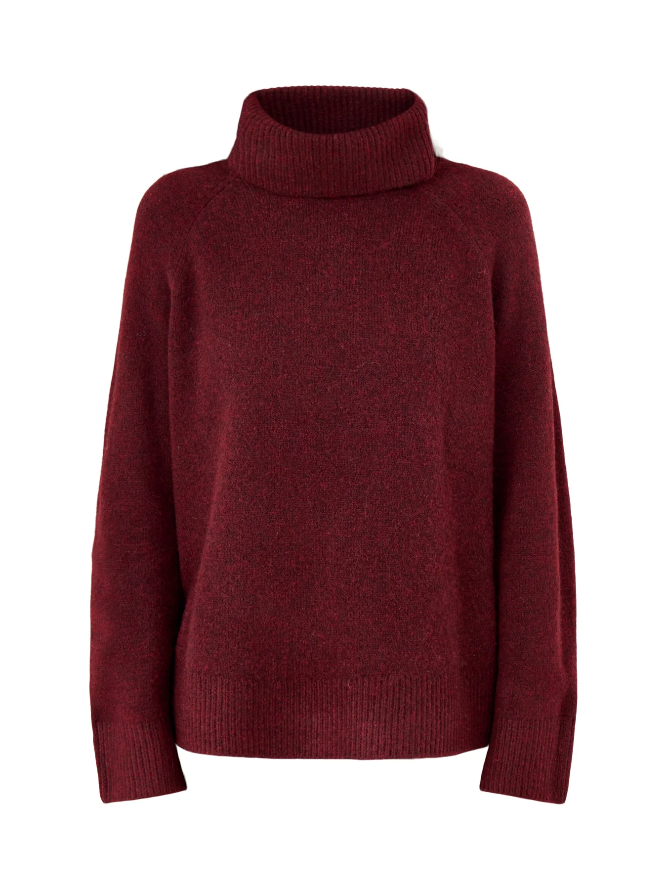 Roll Neck Jumper Relaxed Fit Burgundy
