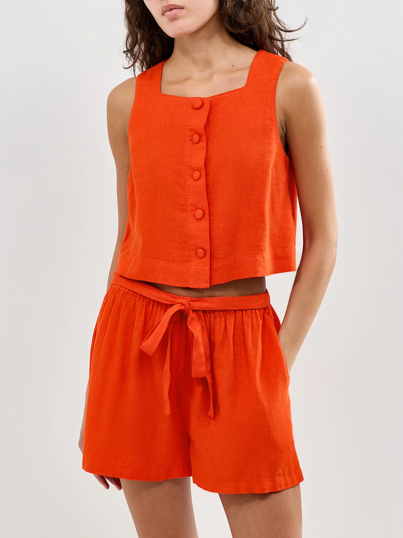 Sammie Button Front Tank Orange - Image 4