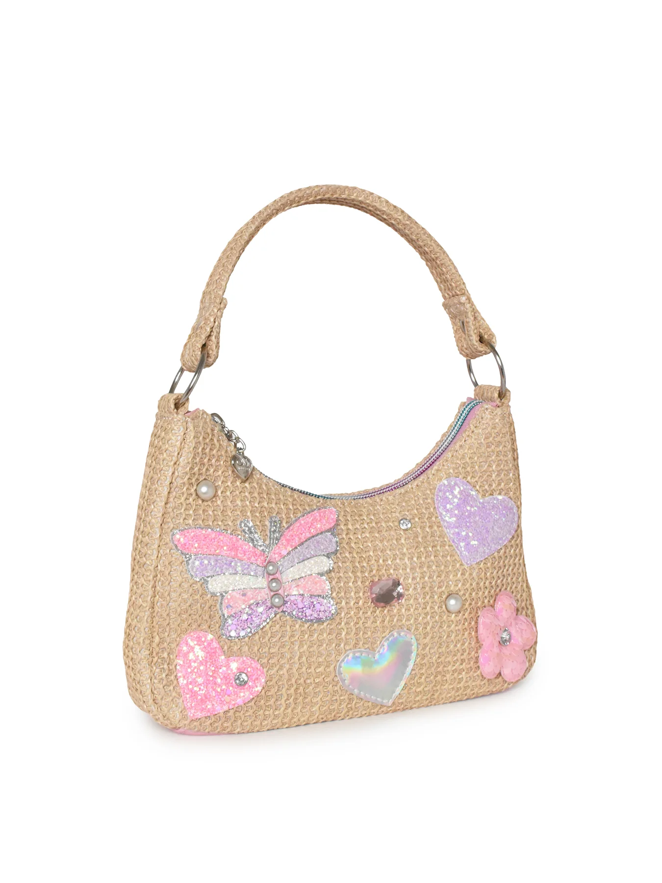 Kids' Butterfly Straw Mini Hobo Bag Multi - Image 2
