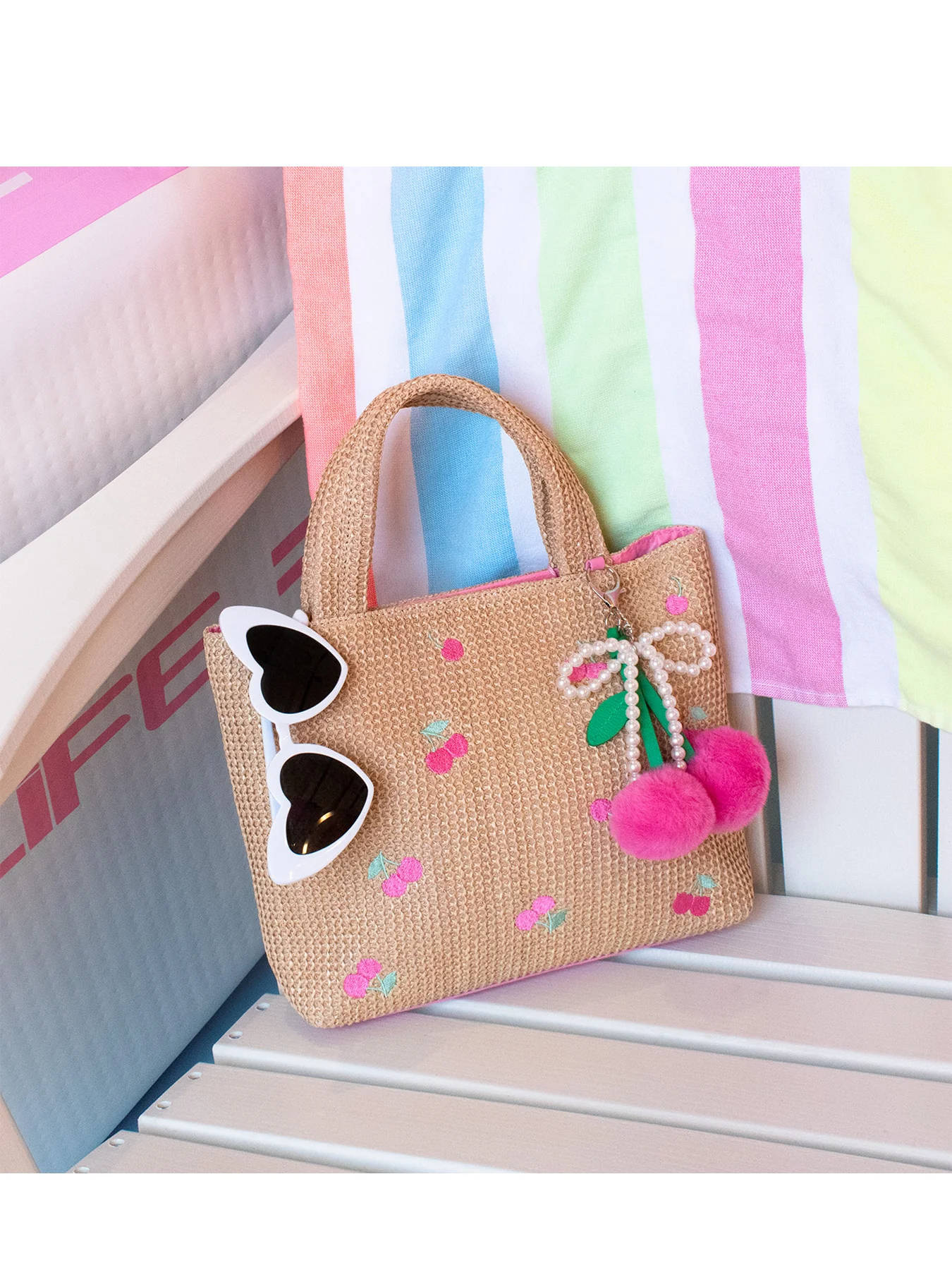 Kids' Cherry Mini Beach Tote Bag Multi - Image 2