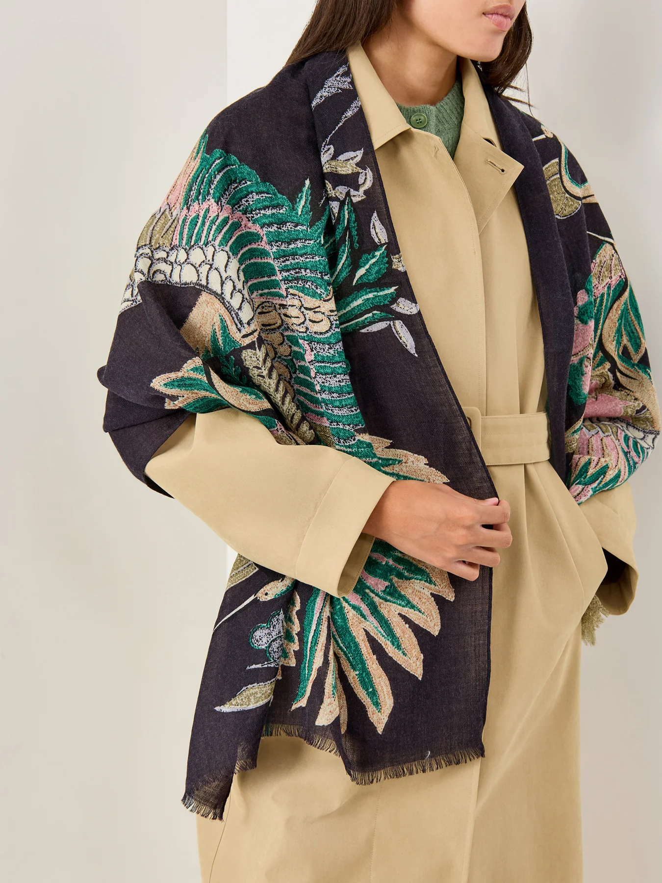 Crane Emerald Wool Scarf - Image 2