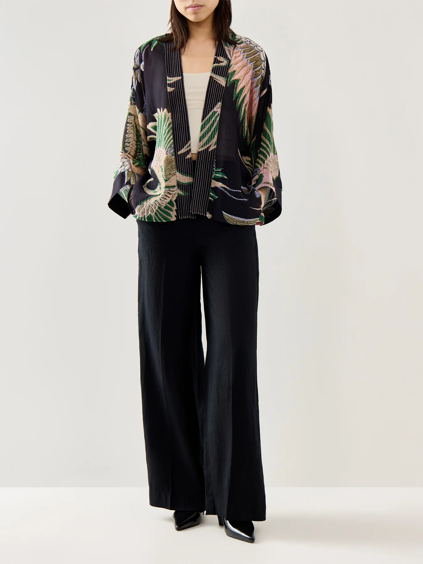 Crane Short Kimono Emerald - Image 2
