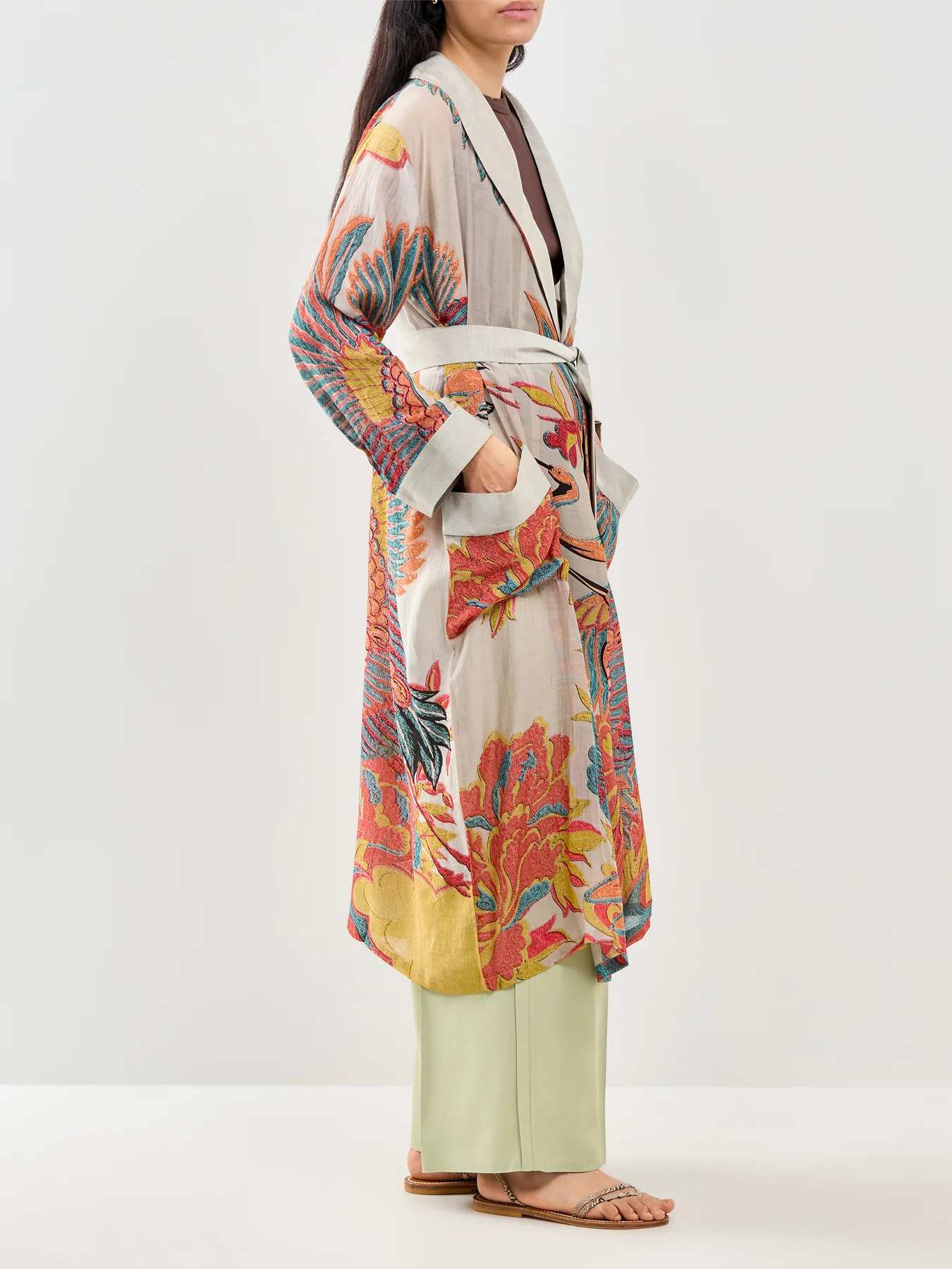 Crane Print Gown Grey - Image 4
