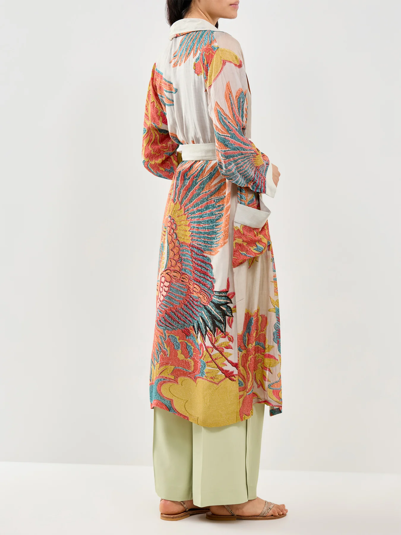 Crane Print Gown Grey - Image 5