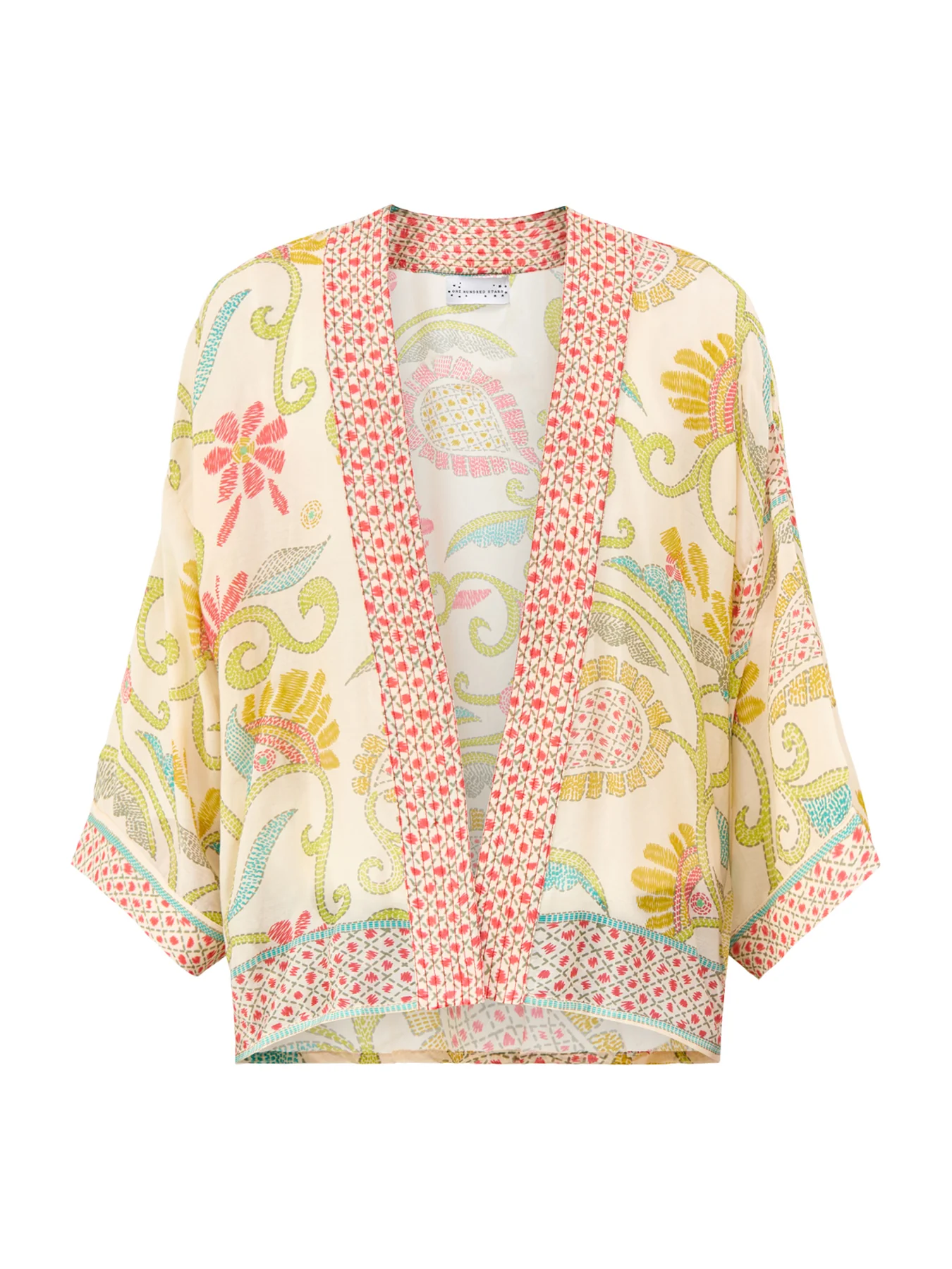 Giant Kantha Print Short Kimono