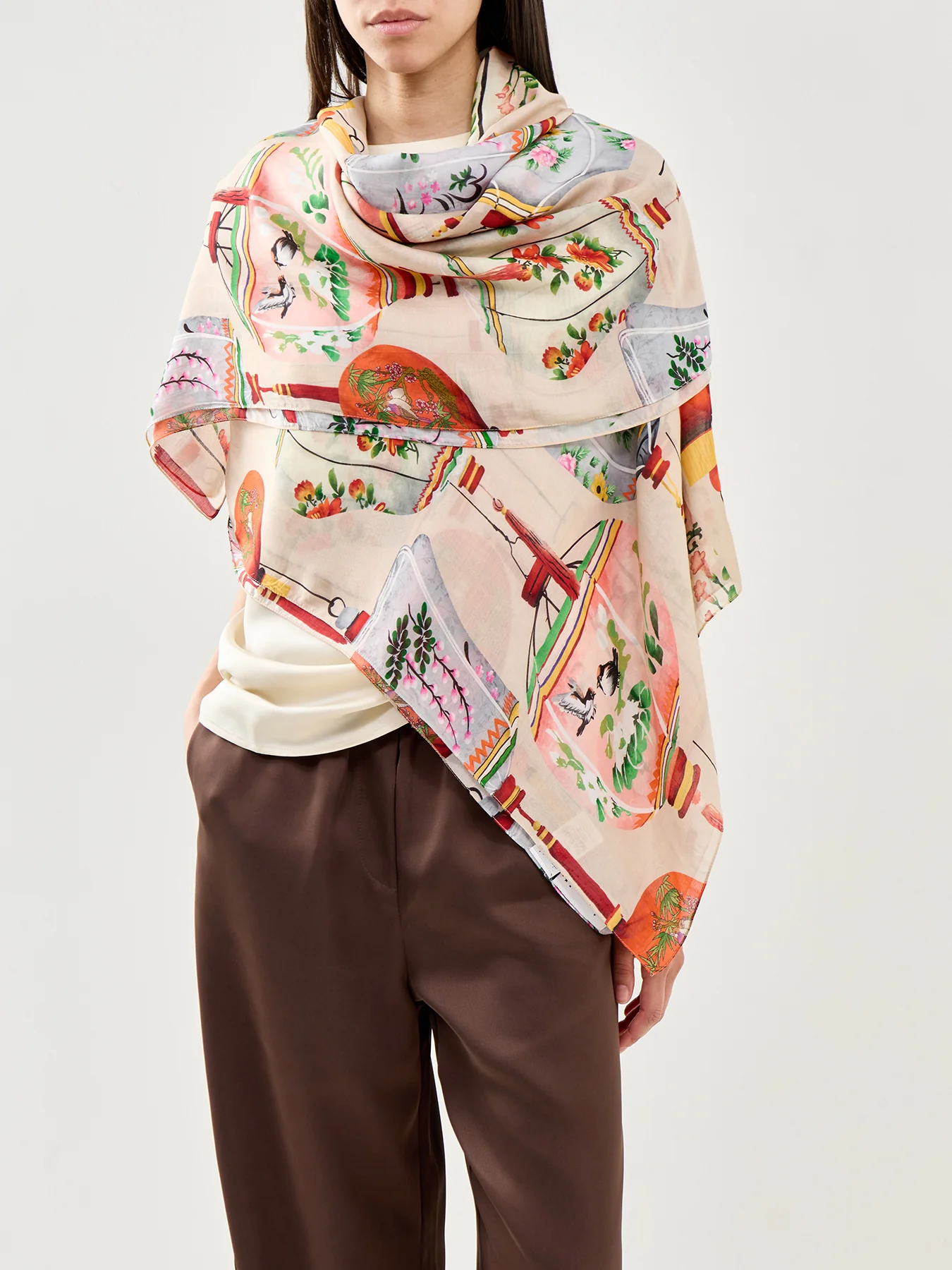 Lanterns Print Scarf Red - Image 2
