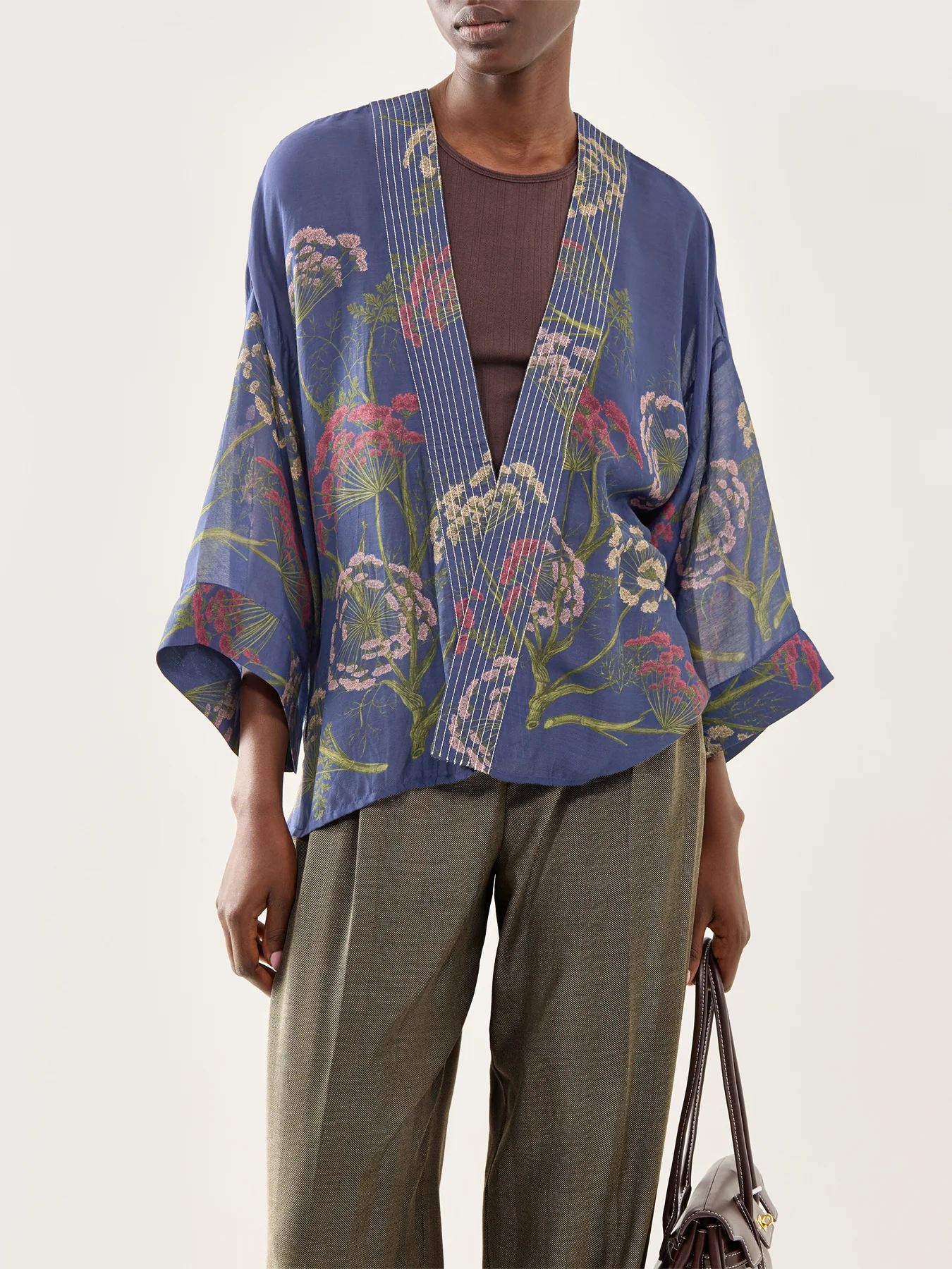 Parsley Seed Short Kimono Blue Print - Image 4