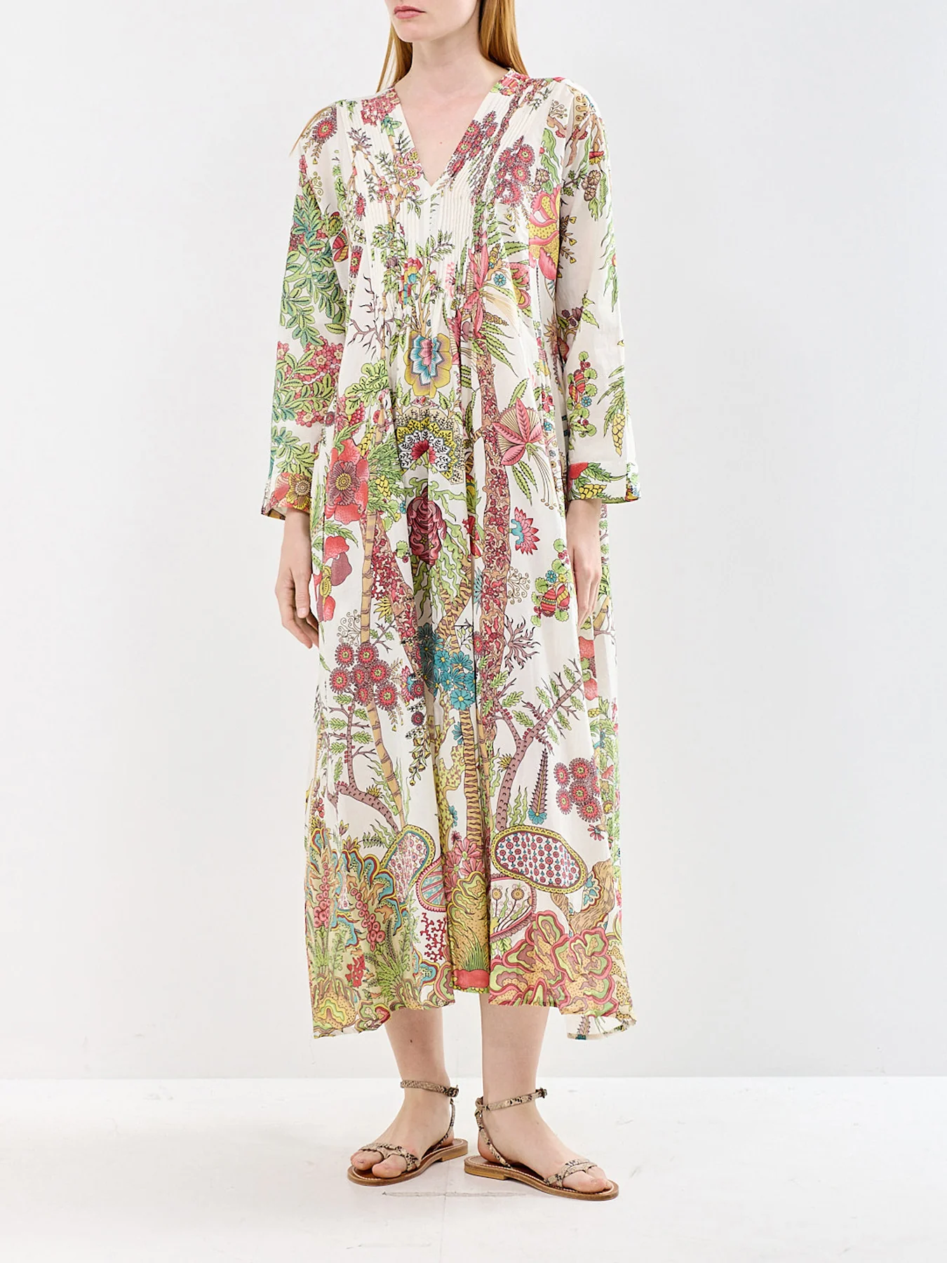 Pinch Pleat Midi Dress Ecru - Image 4