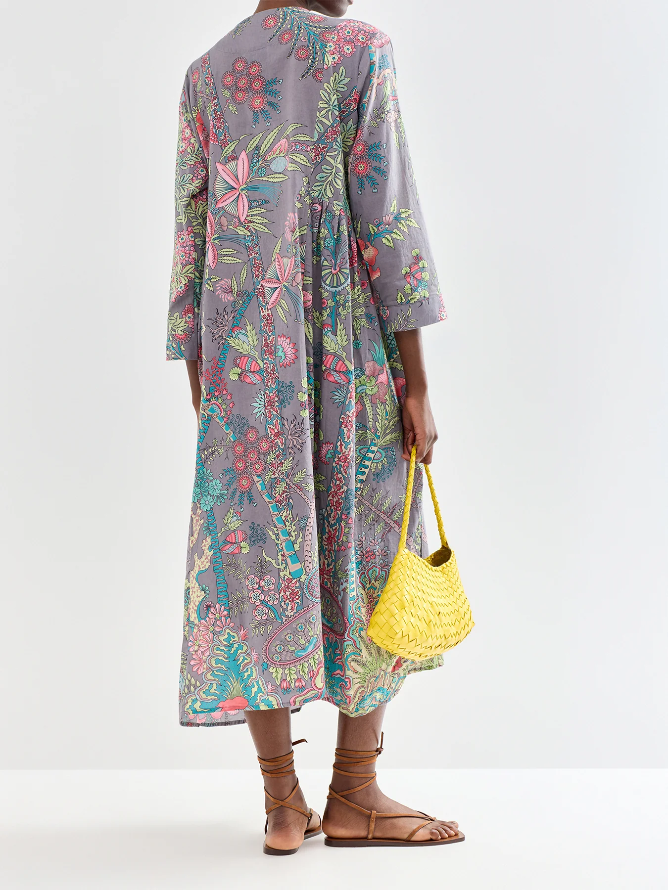 Pinch Pleat Dress Boho Gardens Grey - Image 5