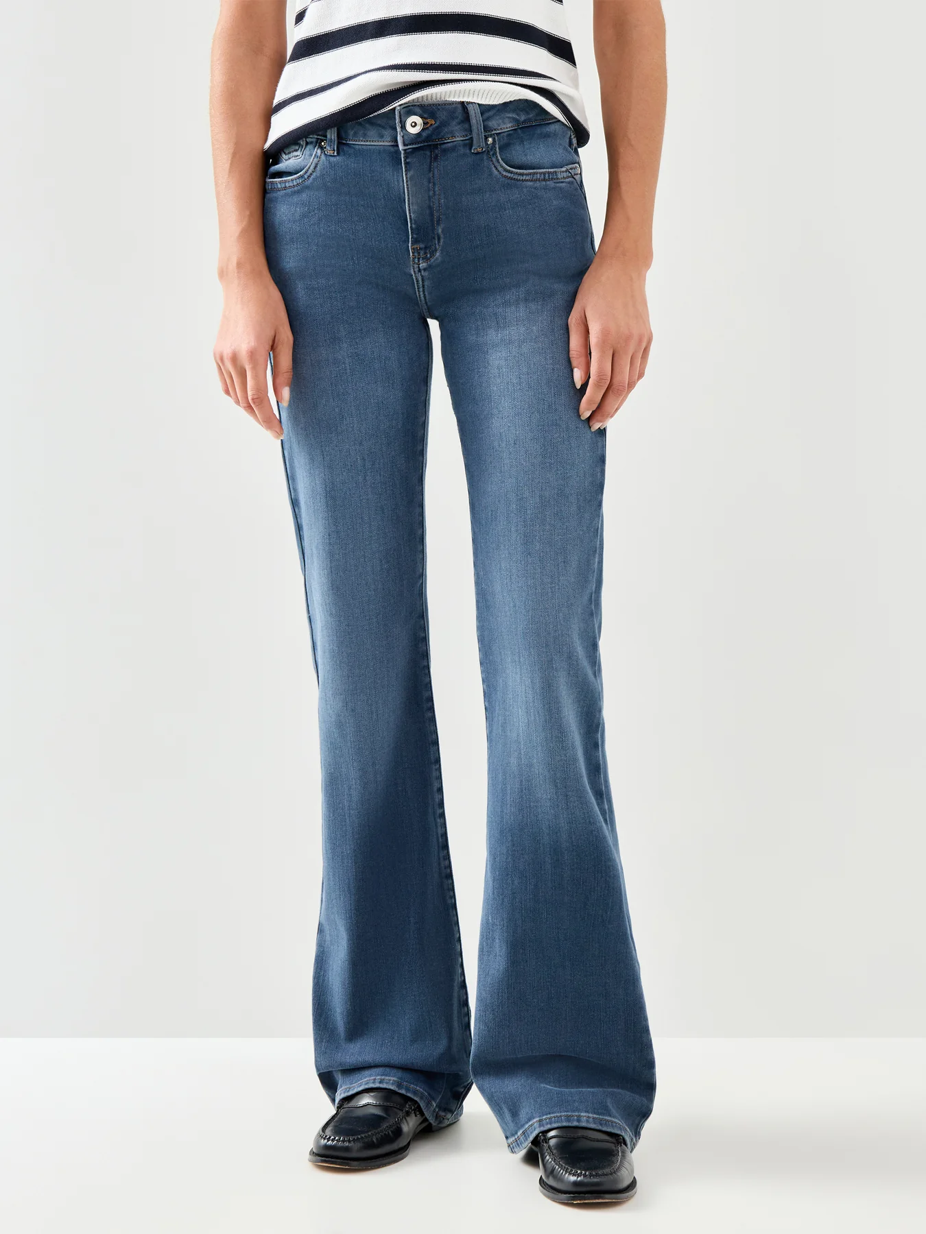 Blush Icon Coin Mid Waist Flare Jeans 32 Inch Blue Black - Image 4