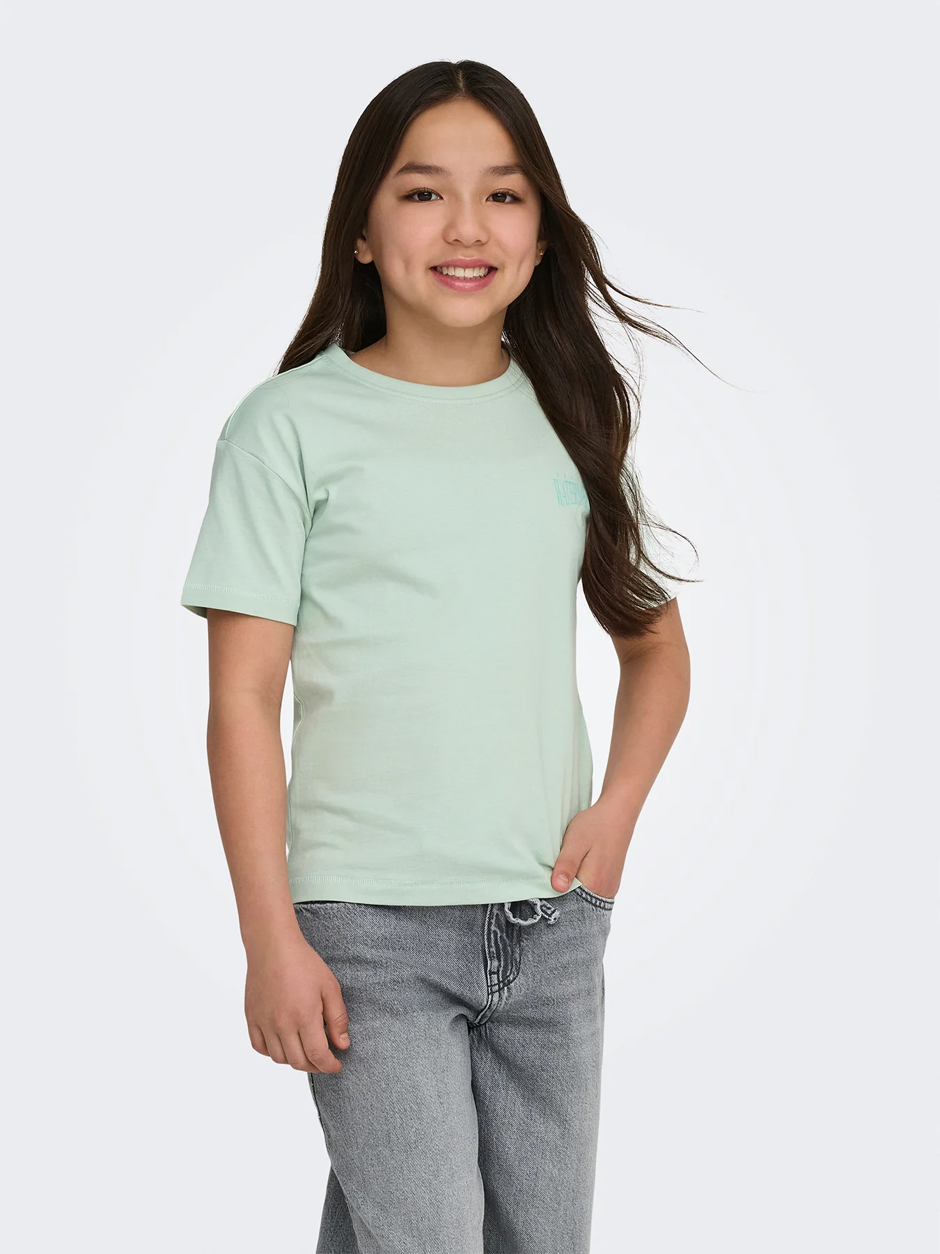 Kids' Loose Organic Cotton T-Shirt Green - Image 2