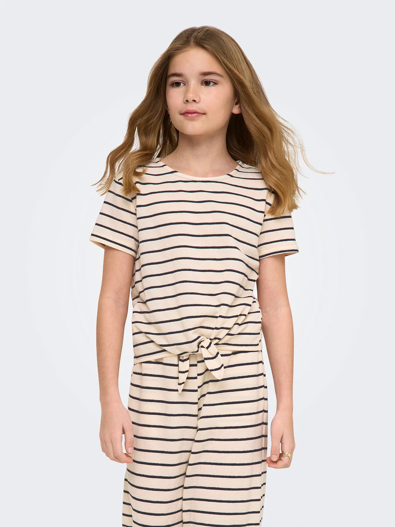 Kids' Striped Knot Top Cream - Image 2