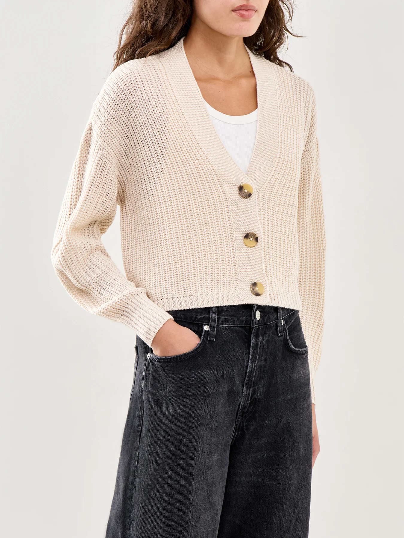 Long Sleeve Knit Cardigan Beige - Image 4