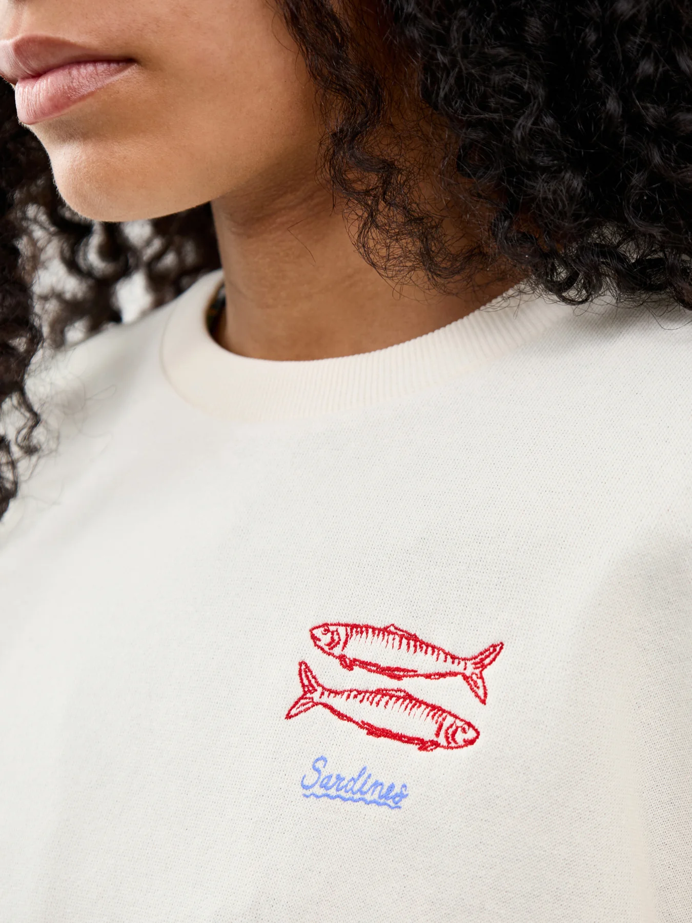 Deborah Crew Neck Sweatshirt Cream - Image 3