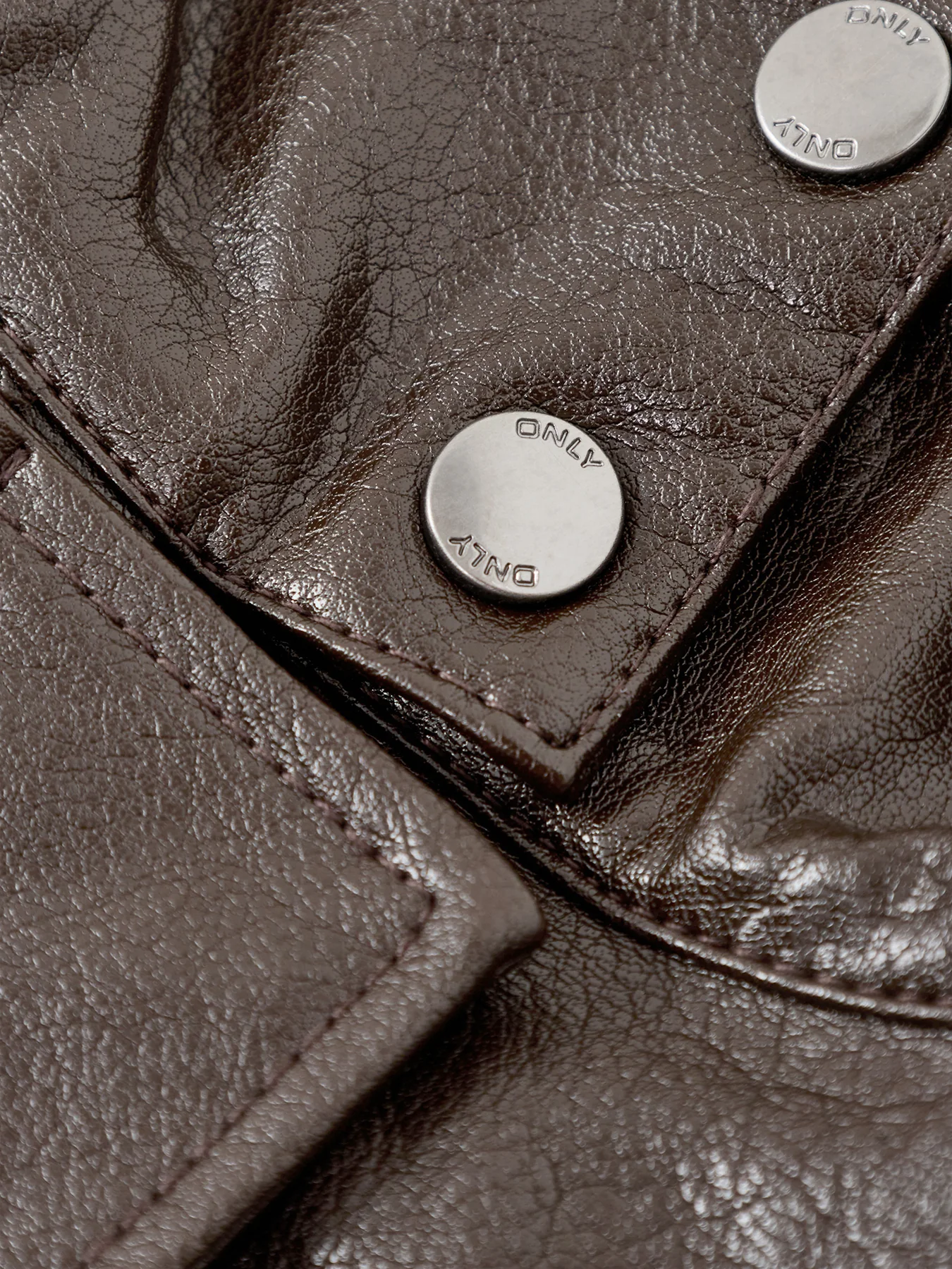 Julia Faux Leather Oversized Bomber Jacket Brown - Image 3