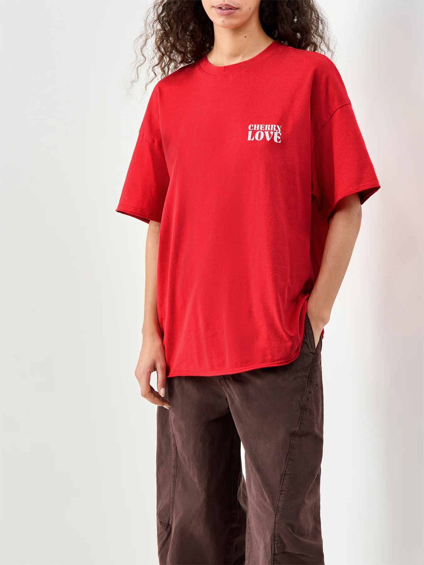 Kinna Oversized Short Sleeve T Shirt Red - Image 4