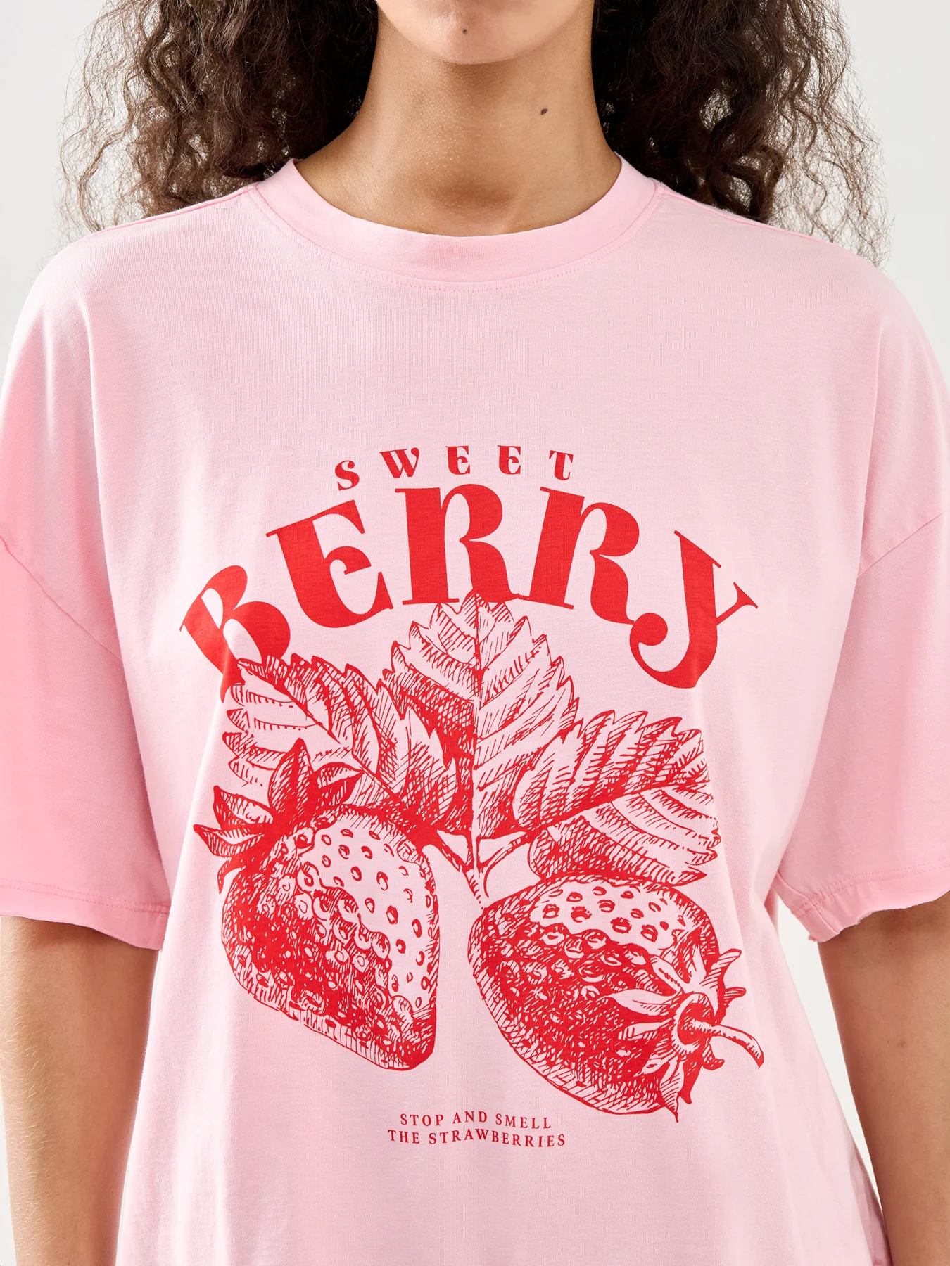 Kinna Oversized Short Sleeve T Shirt Pink - Image 3