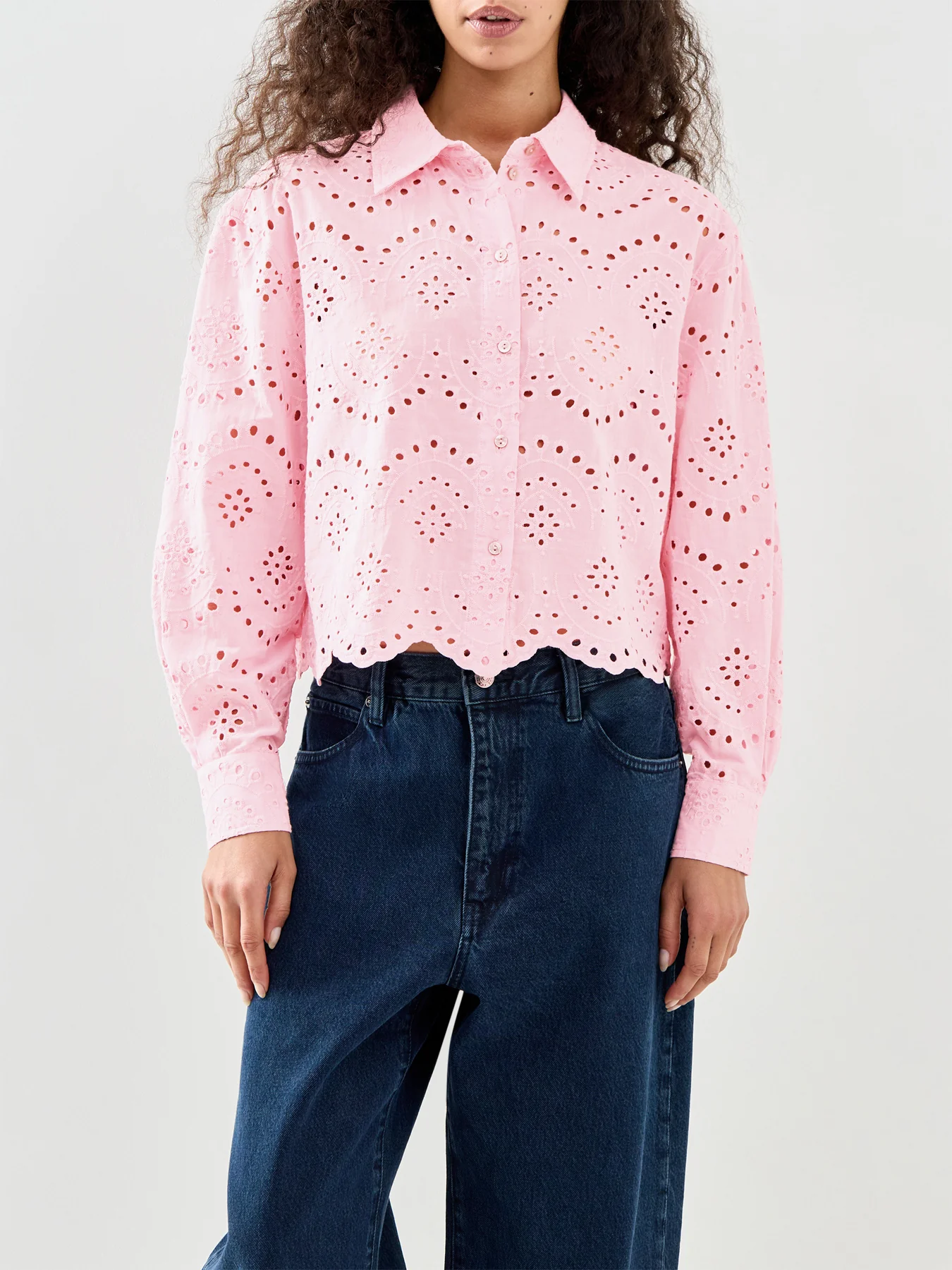 Valais Long Sleeve Cotton Shirt Pink - Image 4