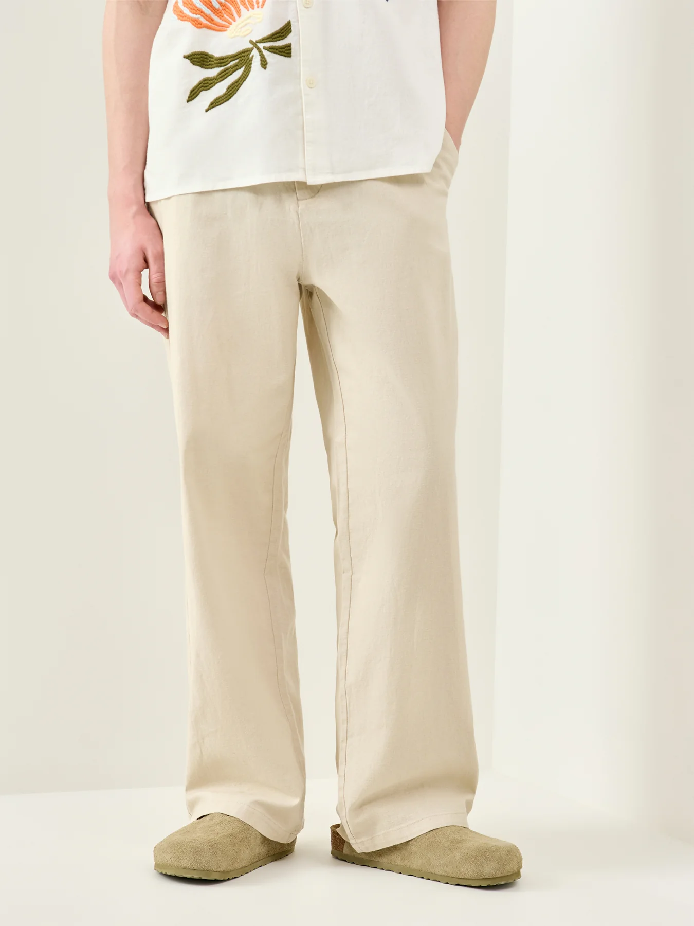 Bob Cotton Linen Loose Trousers Beige - Image 4