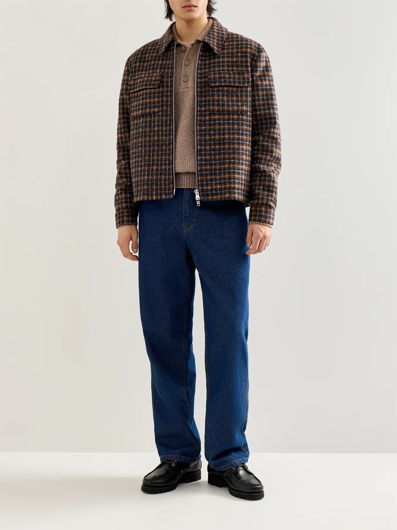 Onsdale Relaxed Long Sleeve Polo Knit Brown - Image 2